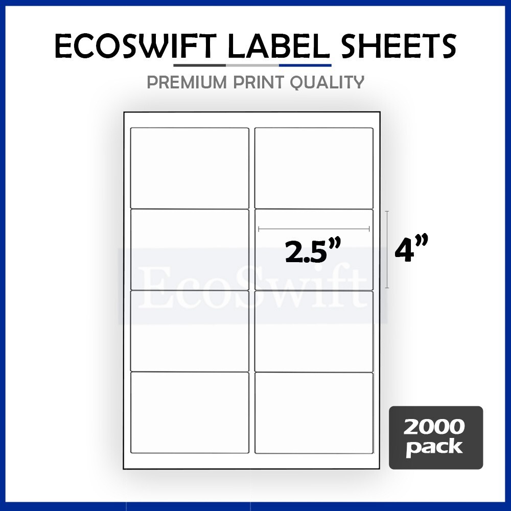 (16000) 4 x 2.5 EcoSwift Laser/Ink Address Shipping Adhesive Labels 8 per sheet