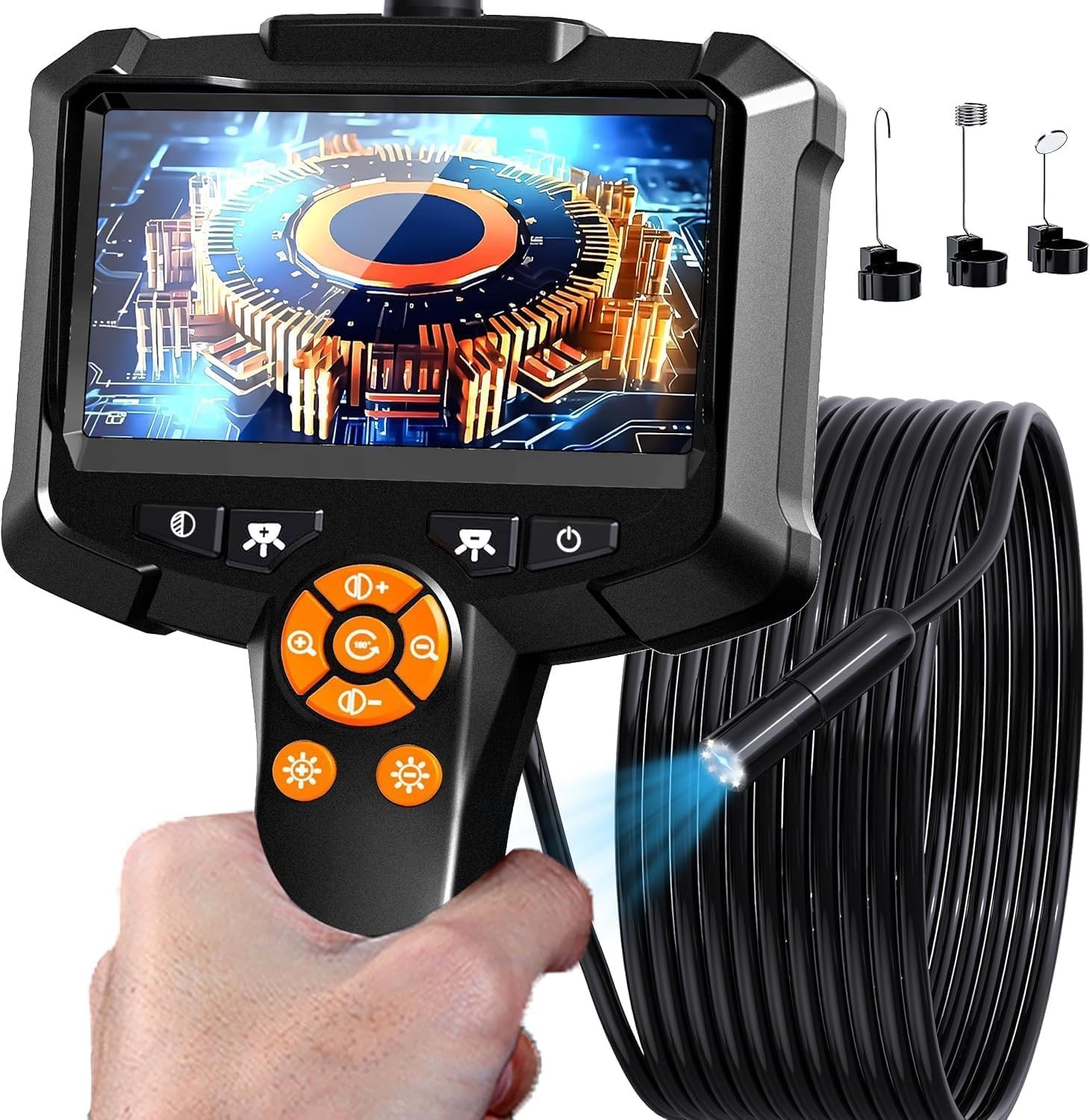 16.5ft 1080P HD Borescope Camera, IP67 Waterproof with 8 LED Lights