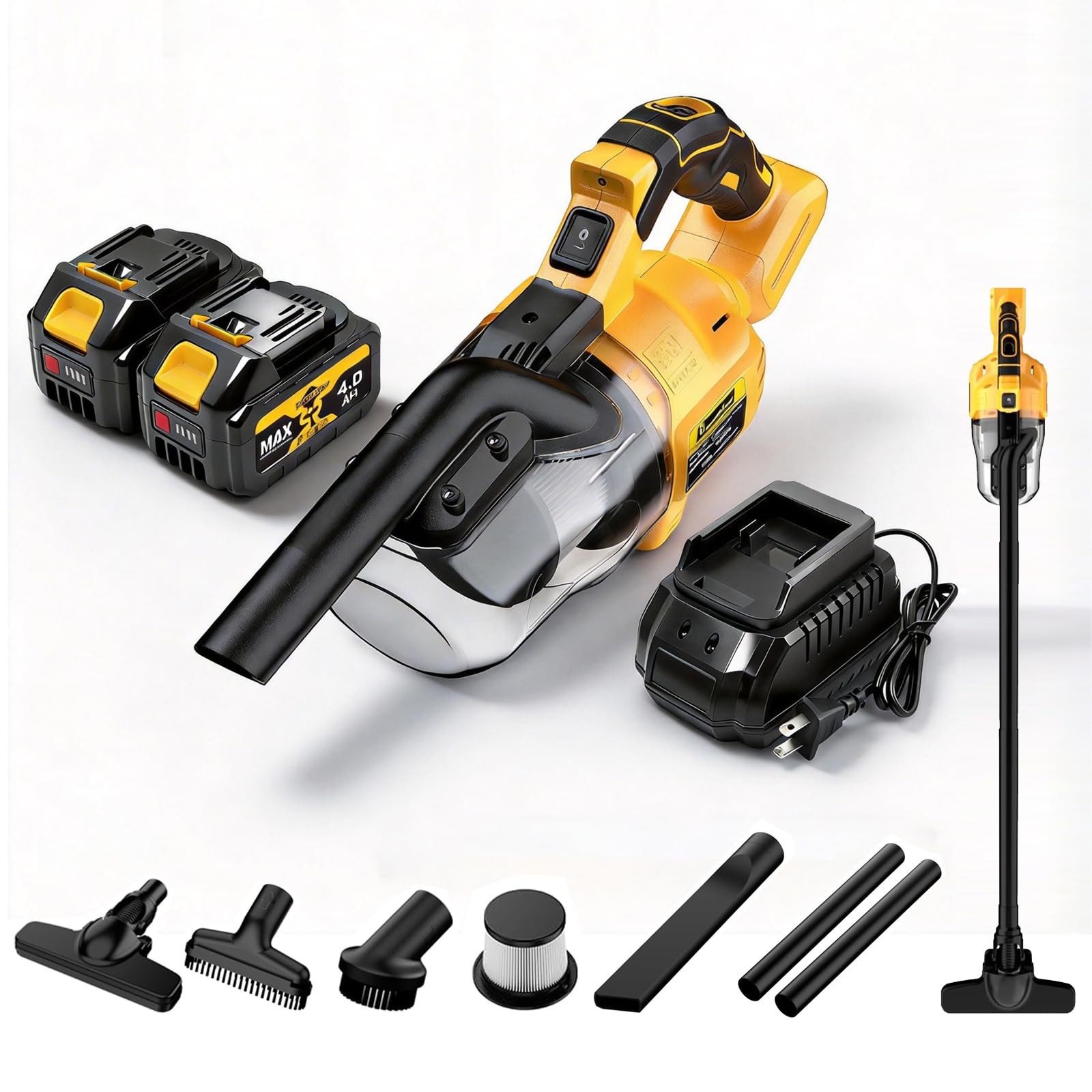 RhovixStar Handheld Vacuum Cordless 20V with 2-Pack 4Ah Yellow + Black