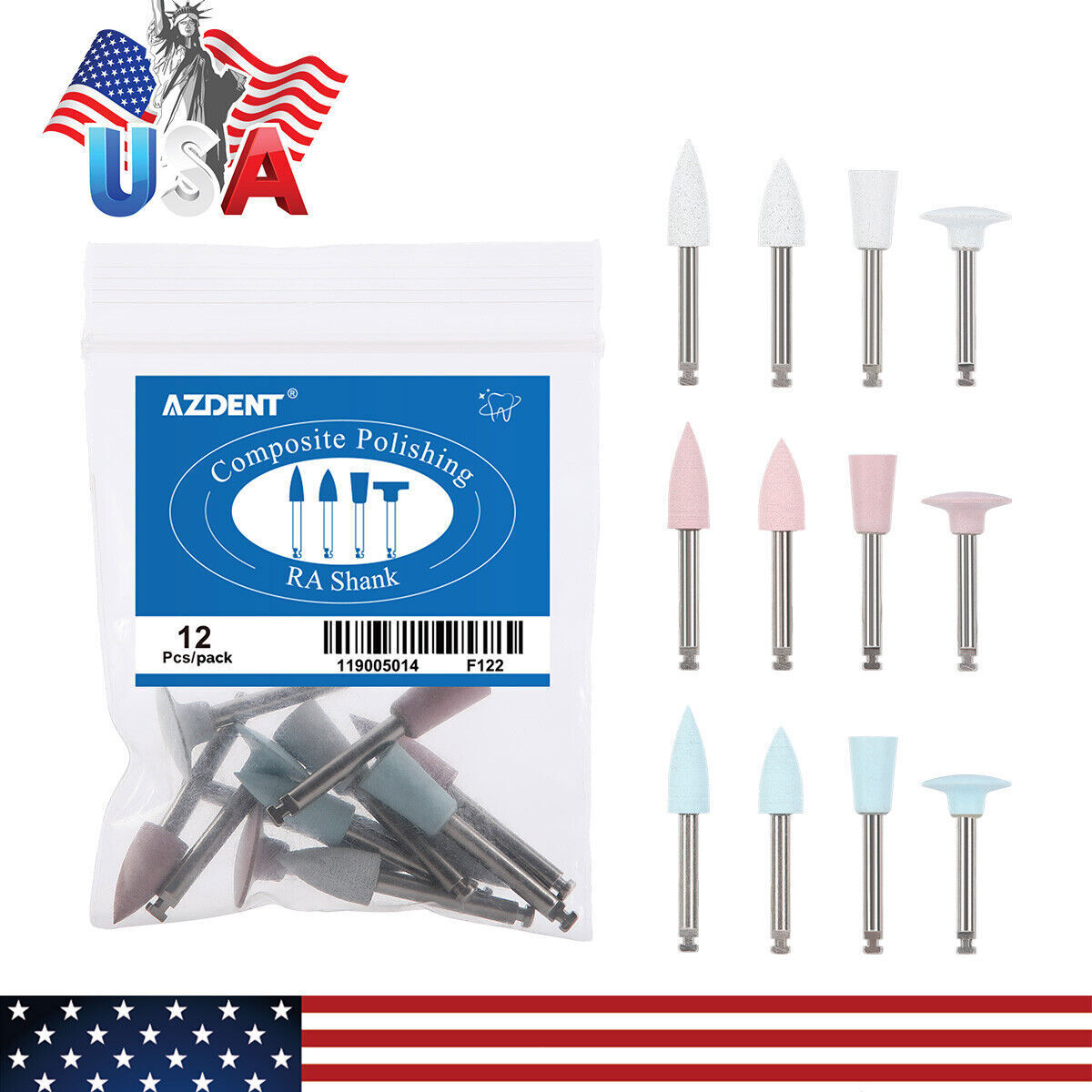 Dental Diamond Burs Composite Polishing Burs White Stone Disk FG/RA/HP Polisher