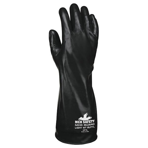 Mcr Safety Cp7Xl Butyl Rubber Gloves 7 Mil Smooth Finish Gauntlet Rolled Cuff