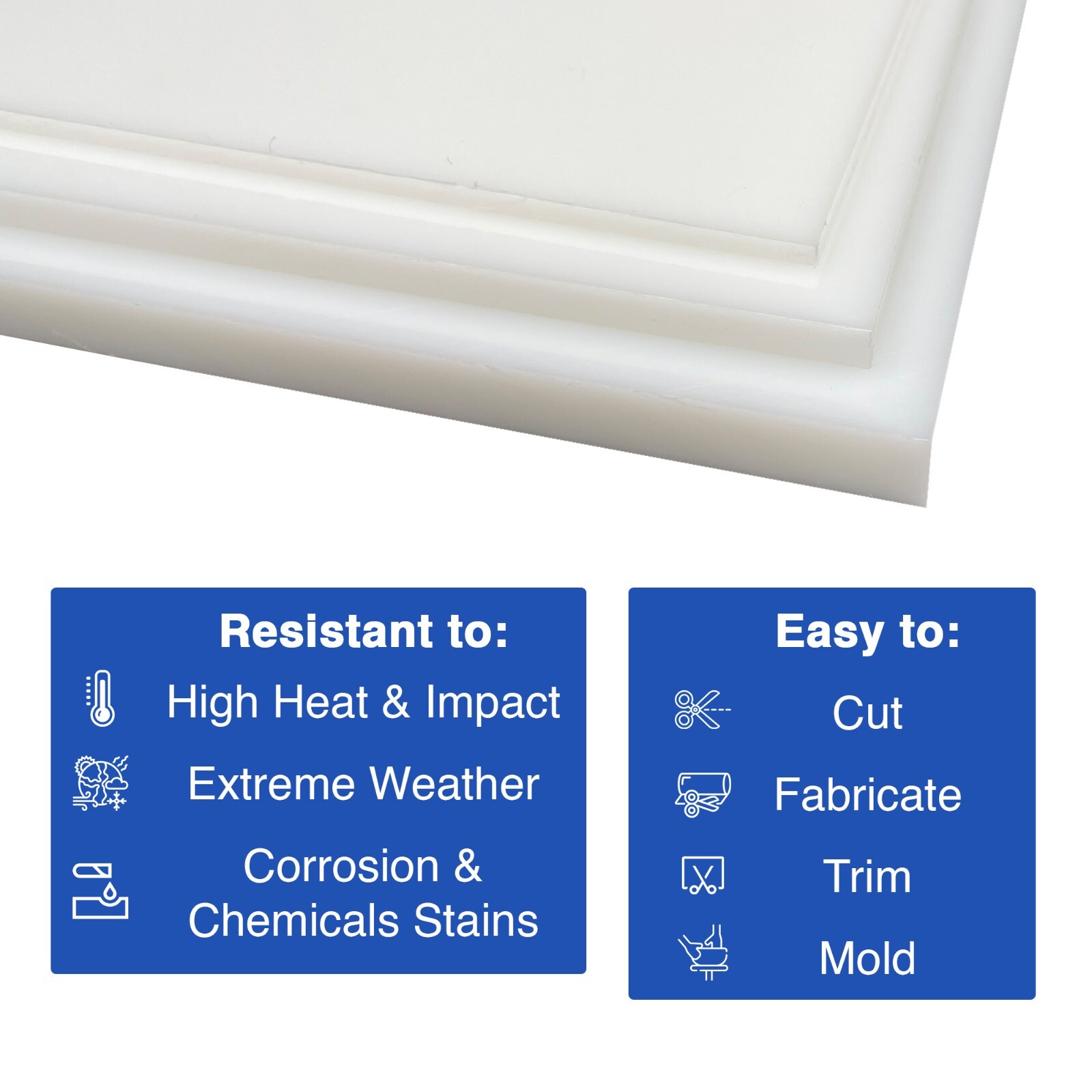 Duco Plus White HDPE Sheet High-Density Polyethylene DIY Cutting Board, Signs