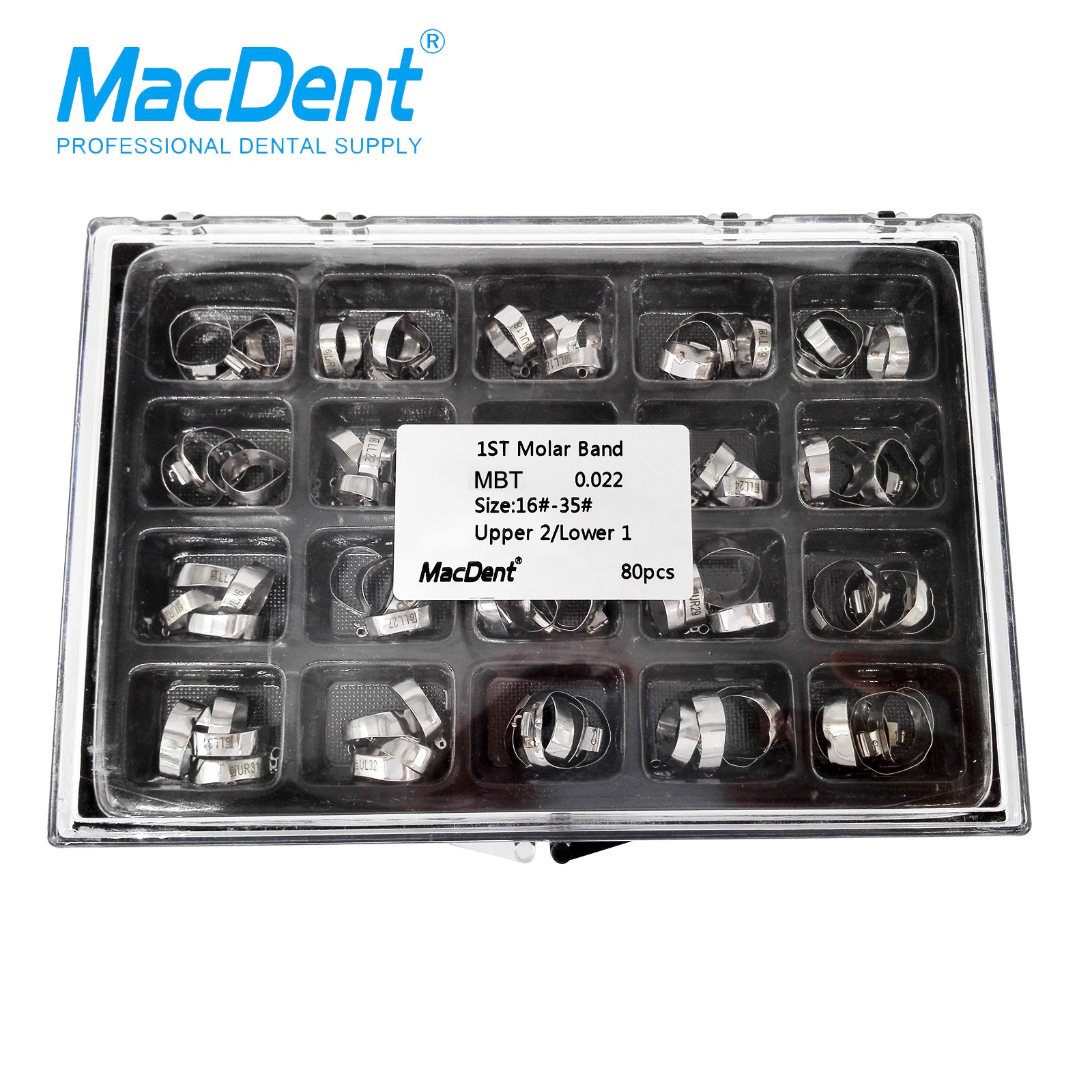 MacDentDental Orthodontic Buccal Tube 1st Molar With Bands Roth/MBT 022″ 16#-35#