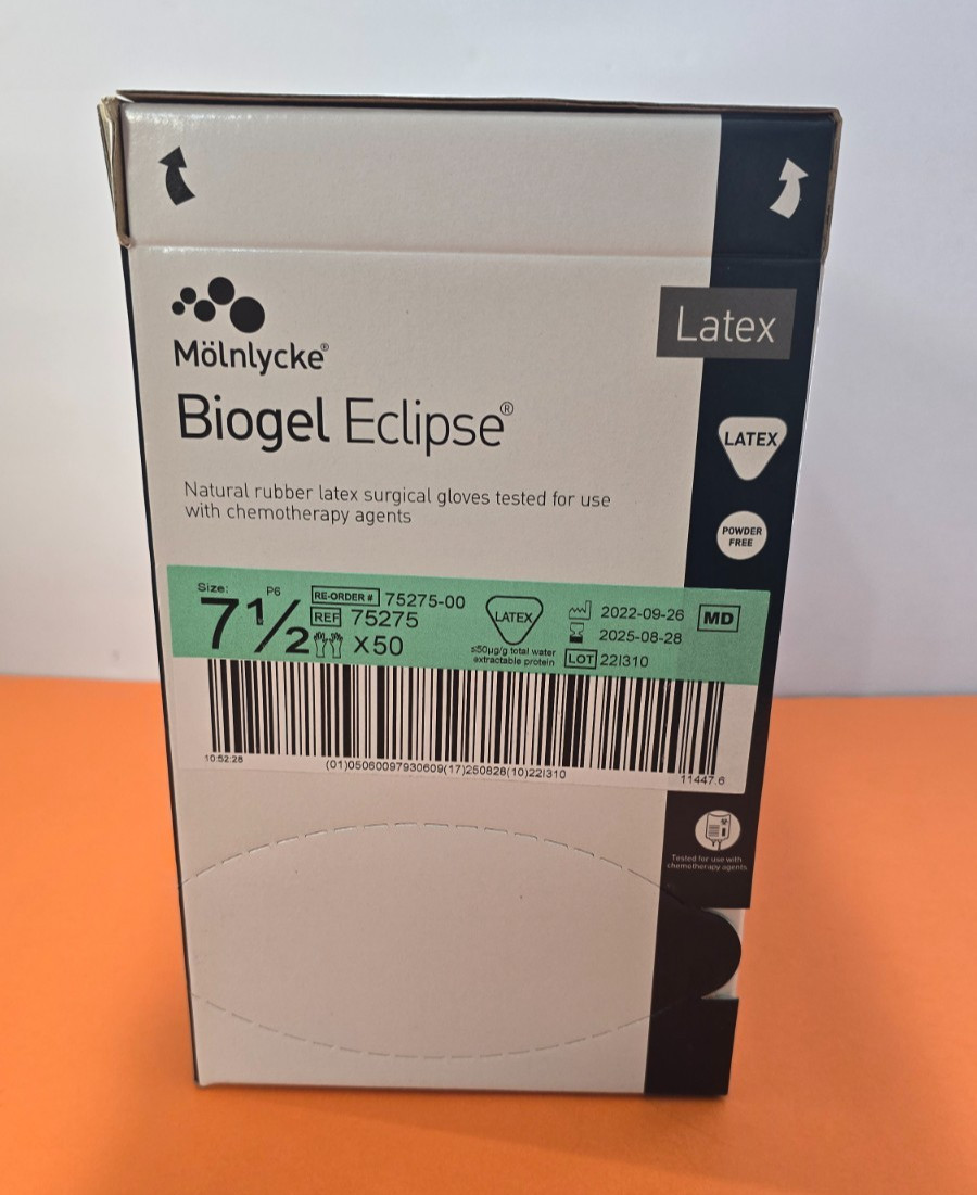 50-Pairs Molnlycke Biogel Eclipse Size 7.5″ REF:75275-00 Surgical Gloves