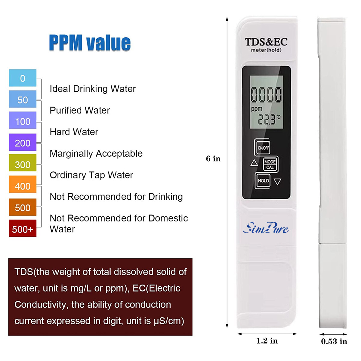 TDS Meter,Water Quality Tester Filter Pen, for for Drinking Water Purity Test
