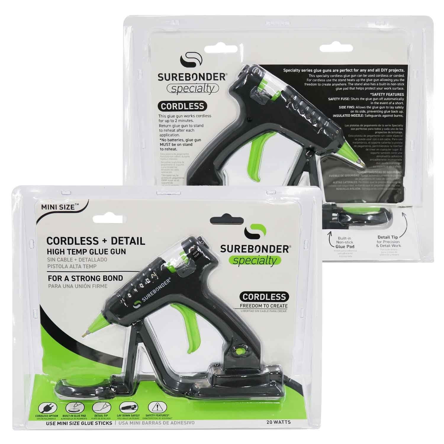 Surebonder Cordless/Corded High-Temperature Mini Hot Glue Gun with Fine Tip f…