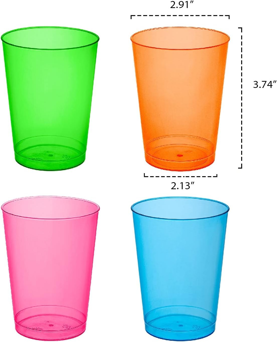 Hard Plastic 10-Ounce Party Cups/Drinking Glasses/Tall Tumblers, 25-Count,
