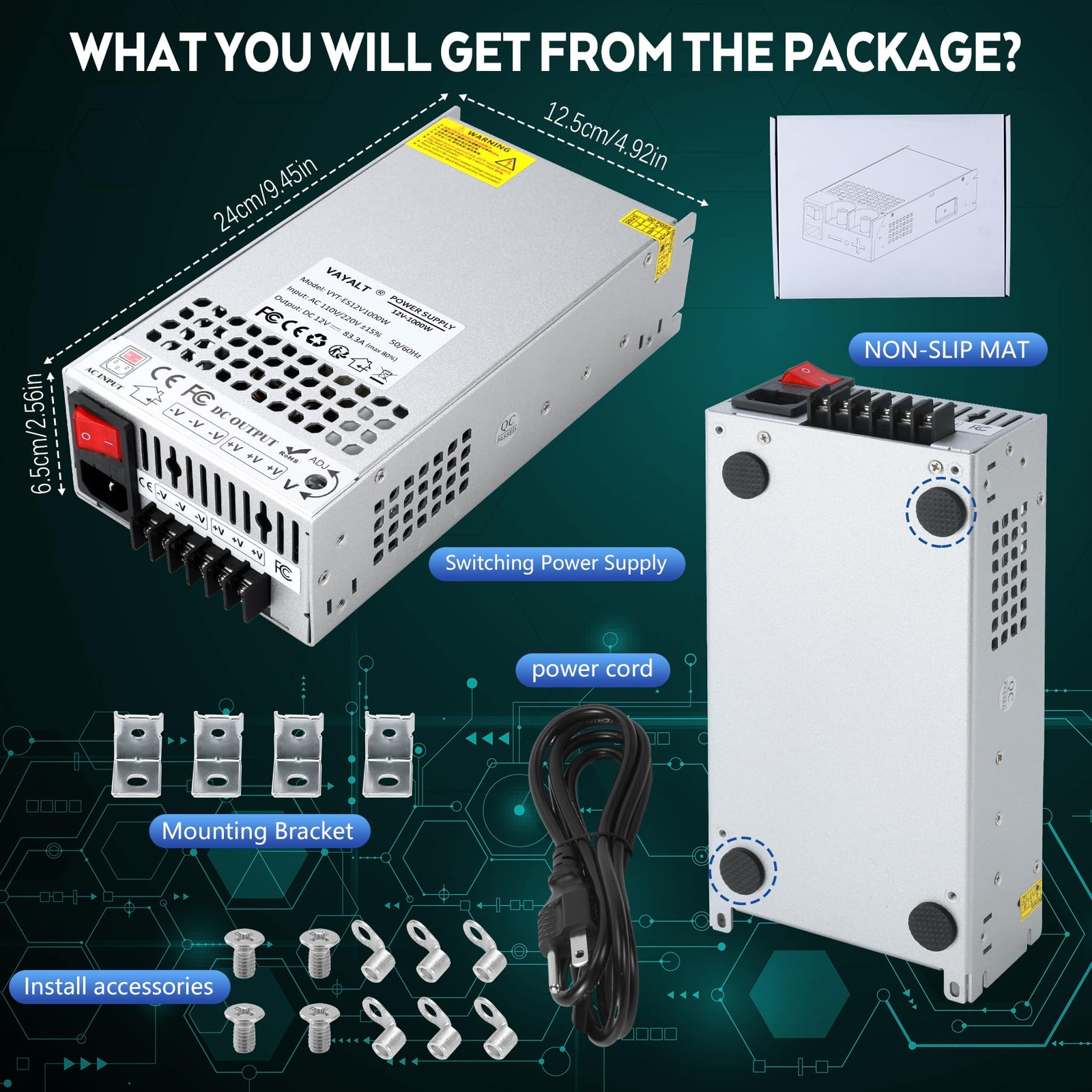DC 12V 100A 1200W Switching Power Supply, 110V/220 V Power Supply AC to DC Co…