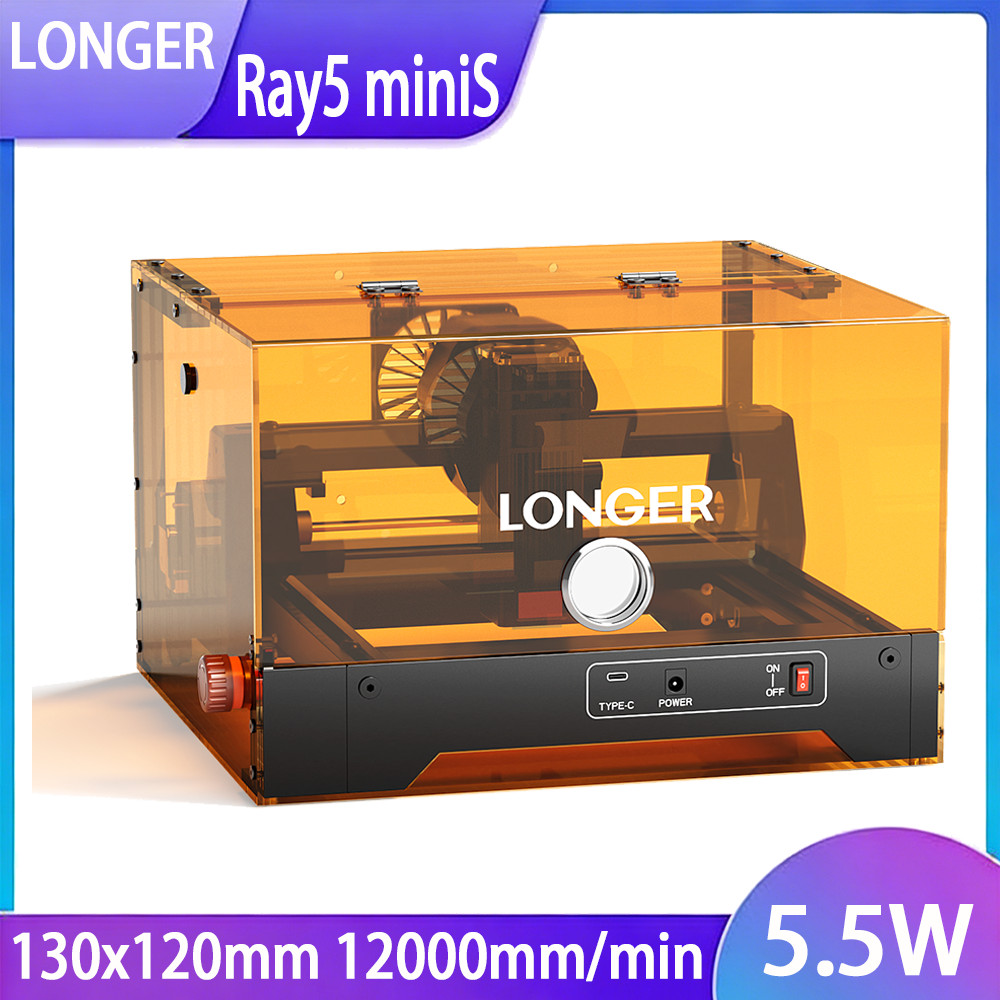 NEW LONGER Laser Engraver Portable Engraver 130x120mm High-Speed RAY5 MiniS 5.5W