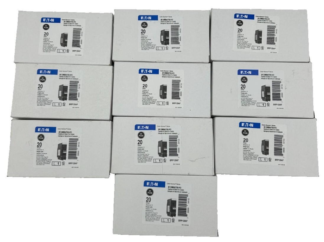 10 PCS Eaton BRP120AF 20A 120/240V Arc Fault Circuit Breaker NEW