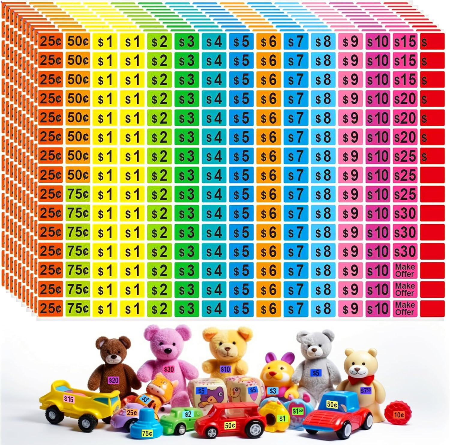 2250 Pcs Garage Sale Stickers, Yard Sale Price Stickers, Price Tag Labels Sticke