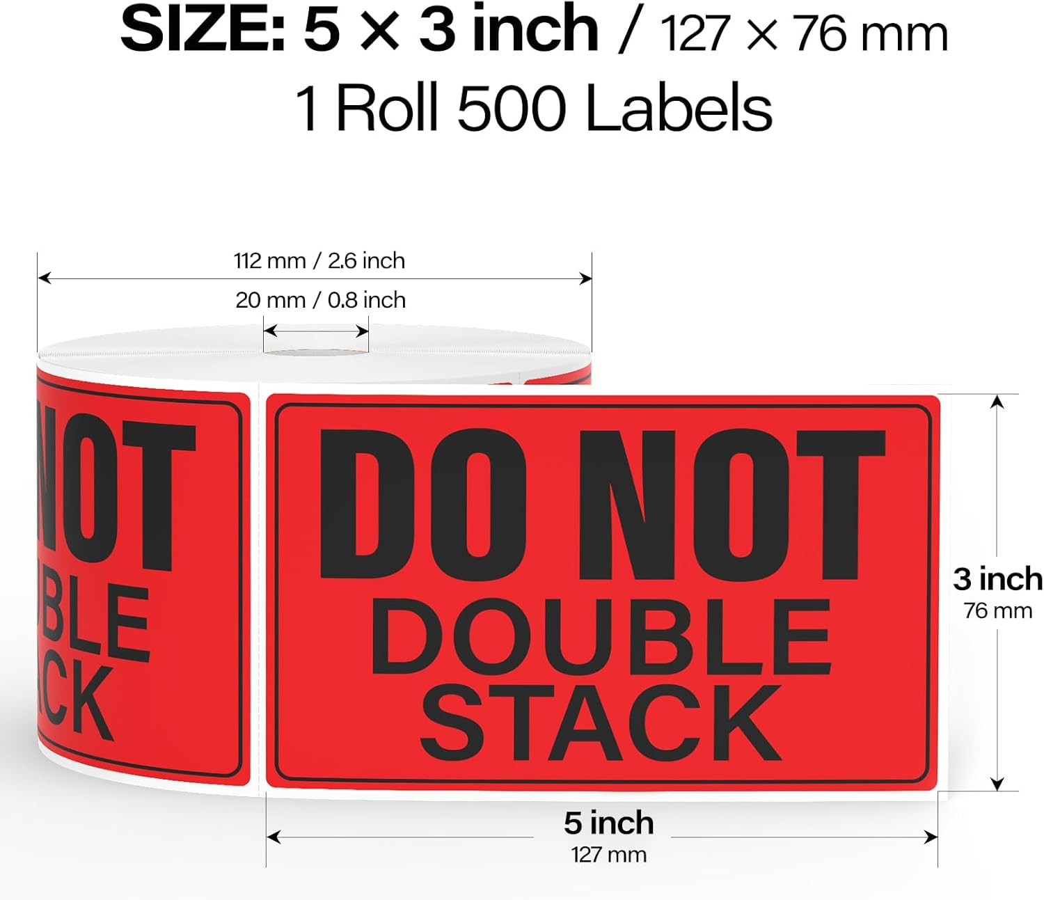 500 Pcs Do Not Double Stack Labels for Shipping Handling 3″ x 5″ Warning Stic…