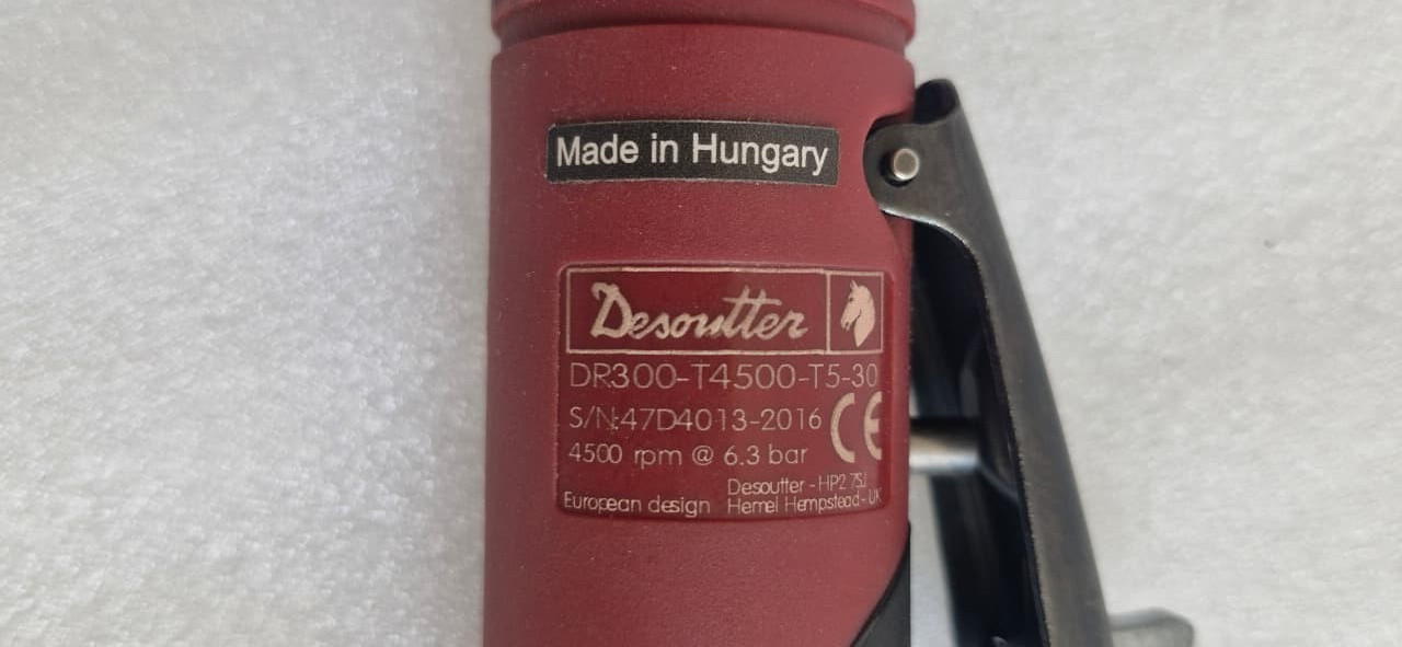 DESOUTTER DR300-T4500 T5-30 4500RPM ANGLE DRILL 6.3BAR SN 47D0413-2016 MADE UK