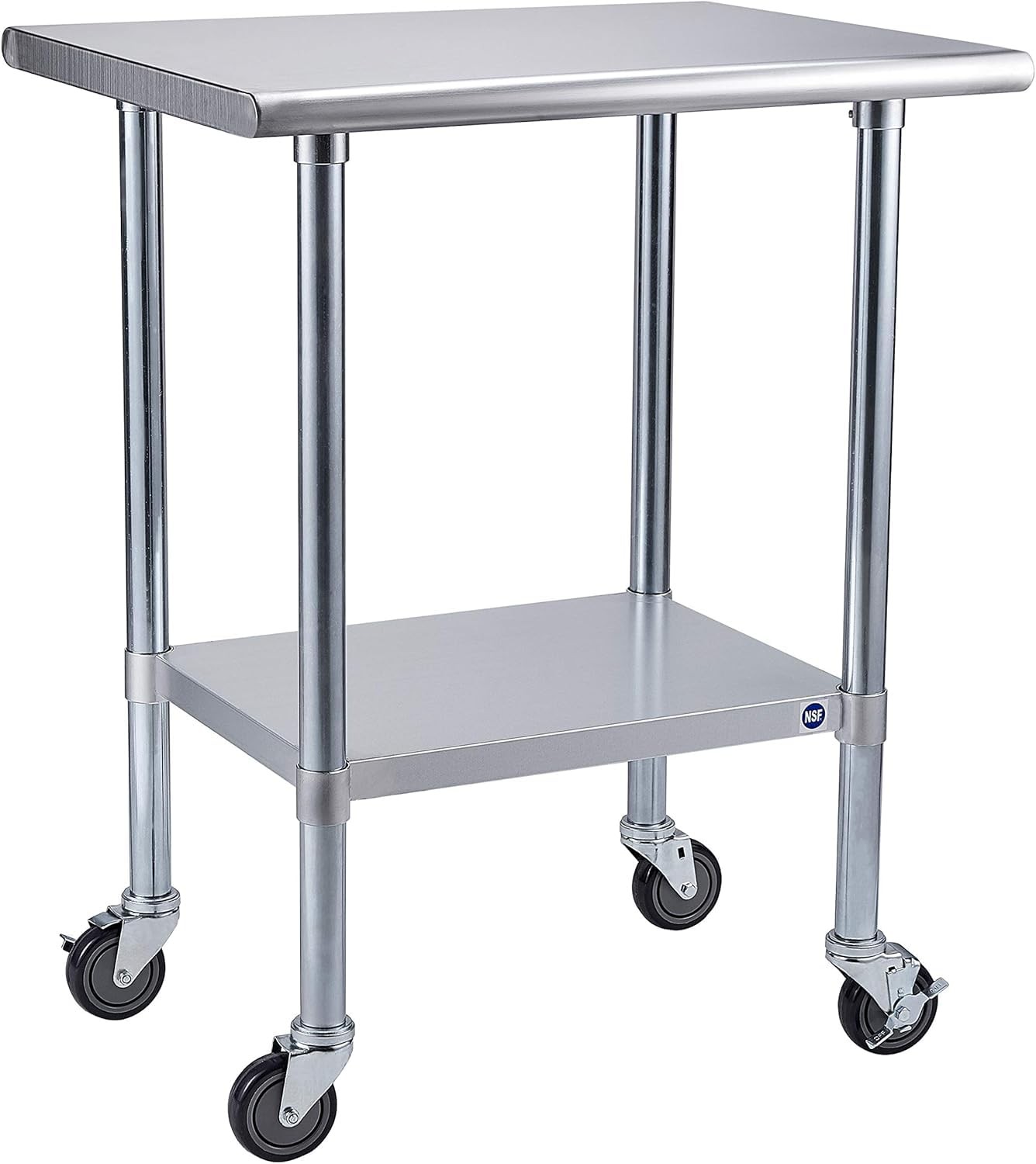 ROCKPOINT Stainless Steel Table for Prep & Work with Caster 30×24 Inches, NSF Me