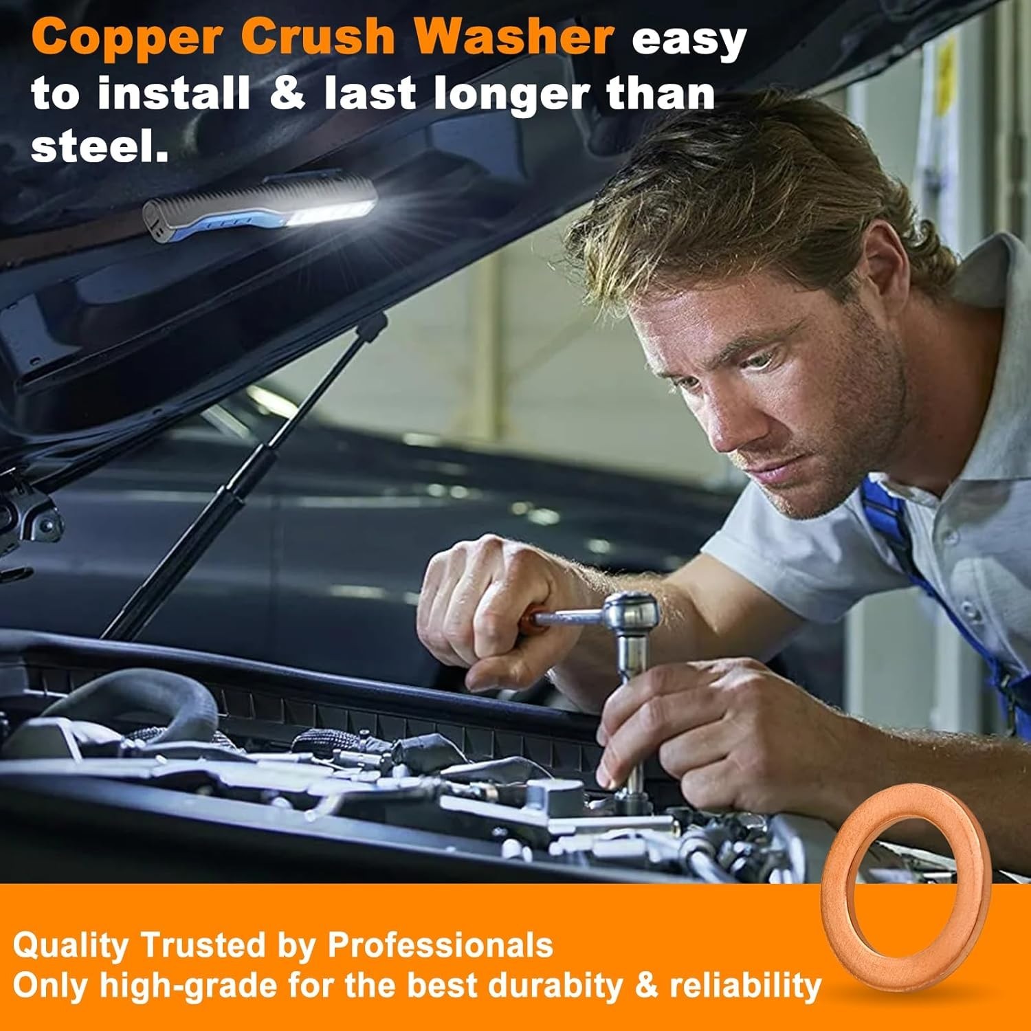 200pcs 9 Sizes Copper Metric Sealing Crush Washers Assortment Kit,Flat Seali…