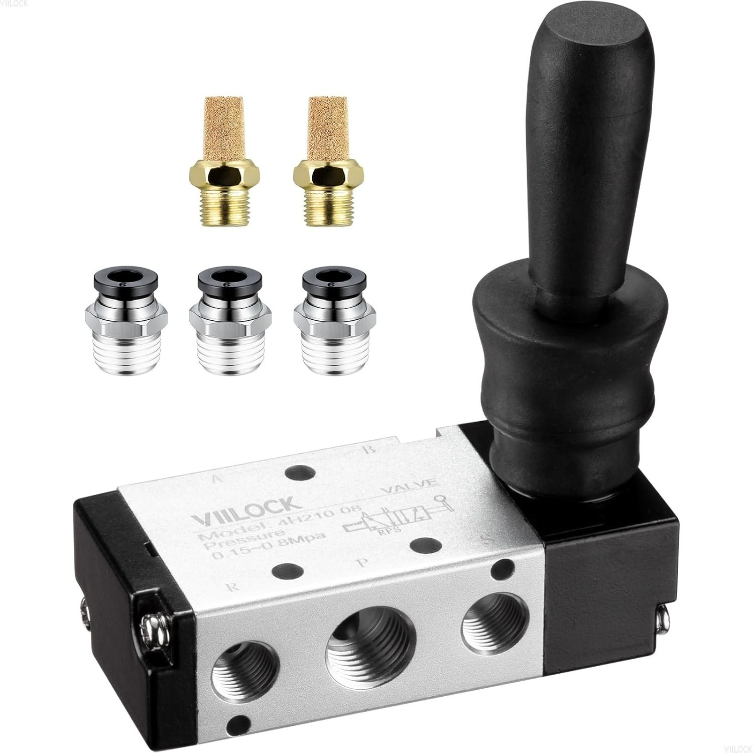 Pneumatic Air Hand Lever Valve, 5 Way 2 Position 3/8”NPT Solenoid Valve Manual C