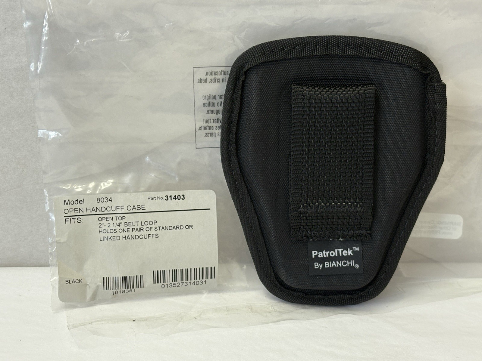 New Bianchi 8034 Open Top Cuff Case Holds 1 Pair Of Standard Or Linked Handcuffs