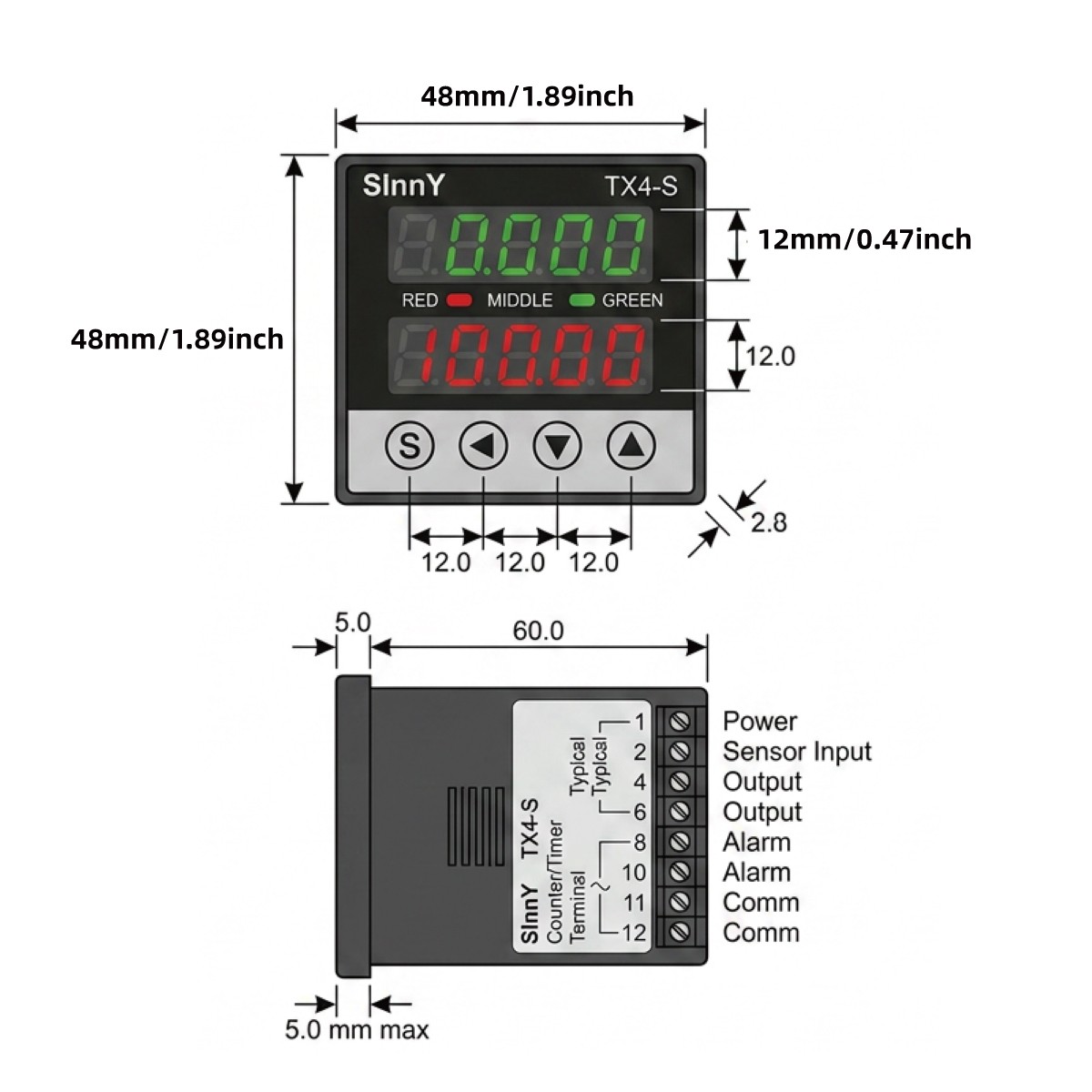 100-240VAC/DC Digital Temperature Controller PID control Thermostat Relay TX4-S
