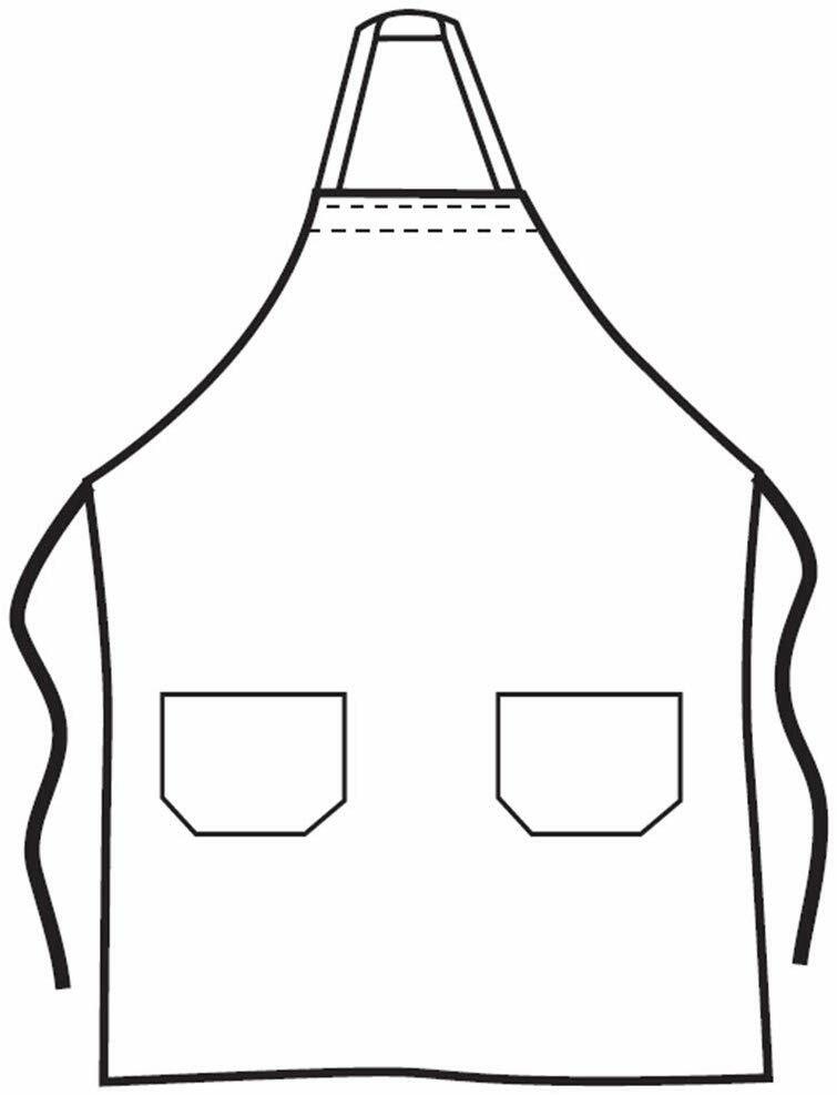 BIB APRON WITH 2 WAIST POCKETS-1 PIECE PACK- COLOR WHITE,BLUE,RED,PINK AND GREEN