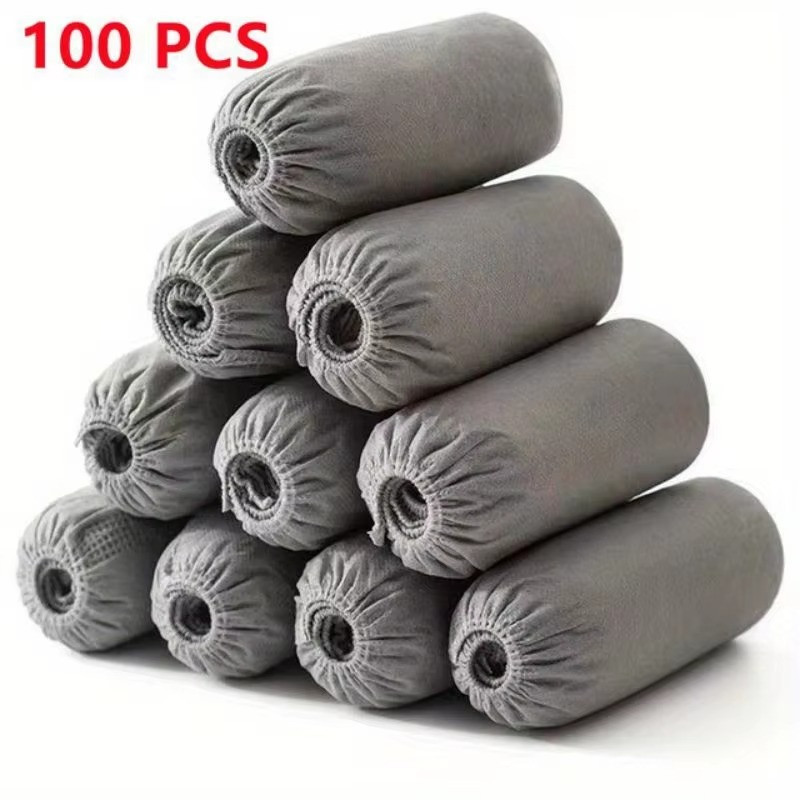 100PCS Disposable Non Slip Shoe Covers Dustproof Grey