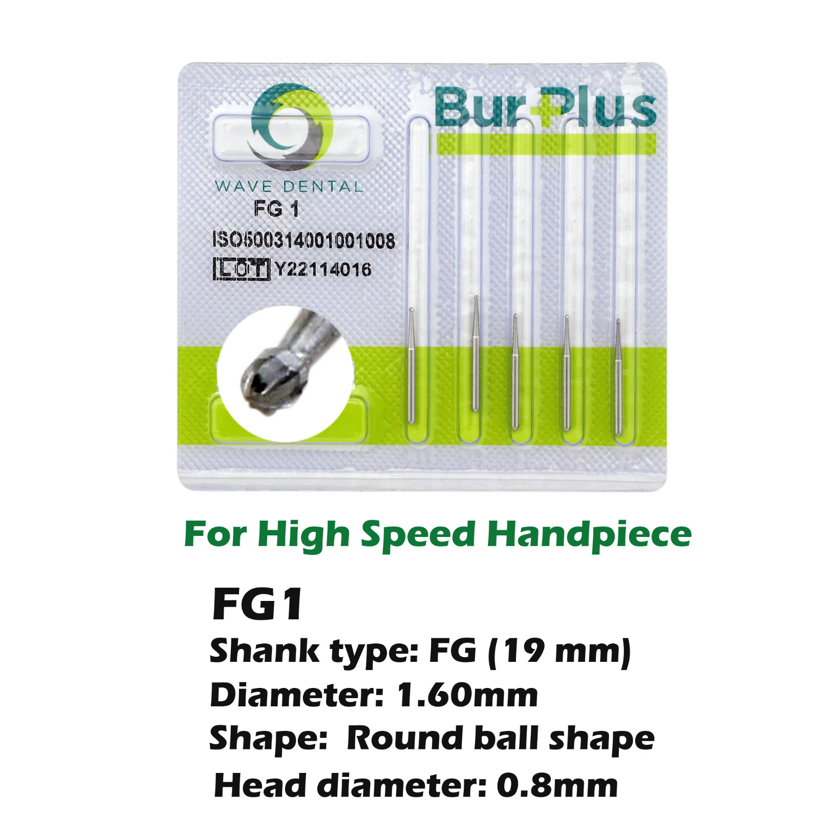 WAVE Dental Carbide Burs Round FG 1/4 1/2 2 4 6 8 Prima For High Speed Handpiece