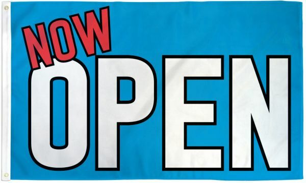 Now Open Flag 3x5ft We’re Open Now Open Banner Sign Blue White Open Flag