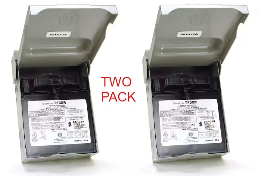 LOT OF 2 GE TF30RCP 240V 30A AC Disconnect Safety Switch – Gray