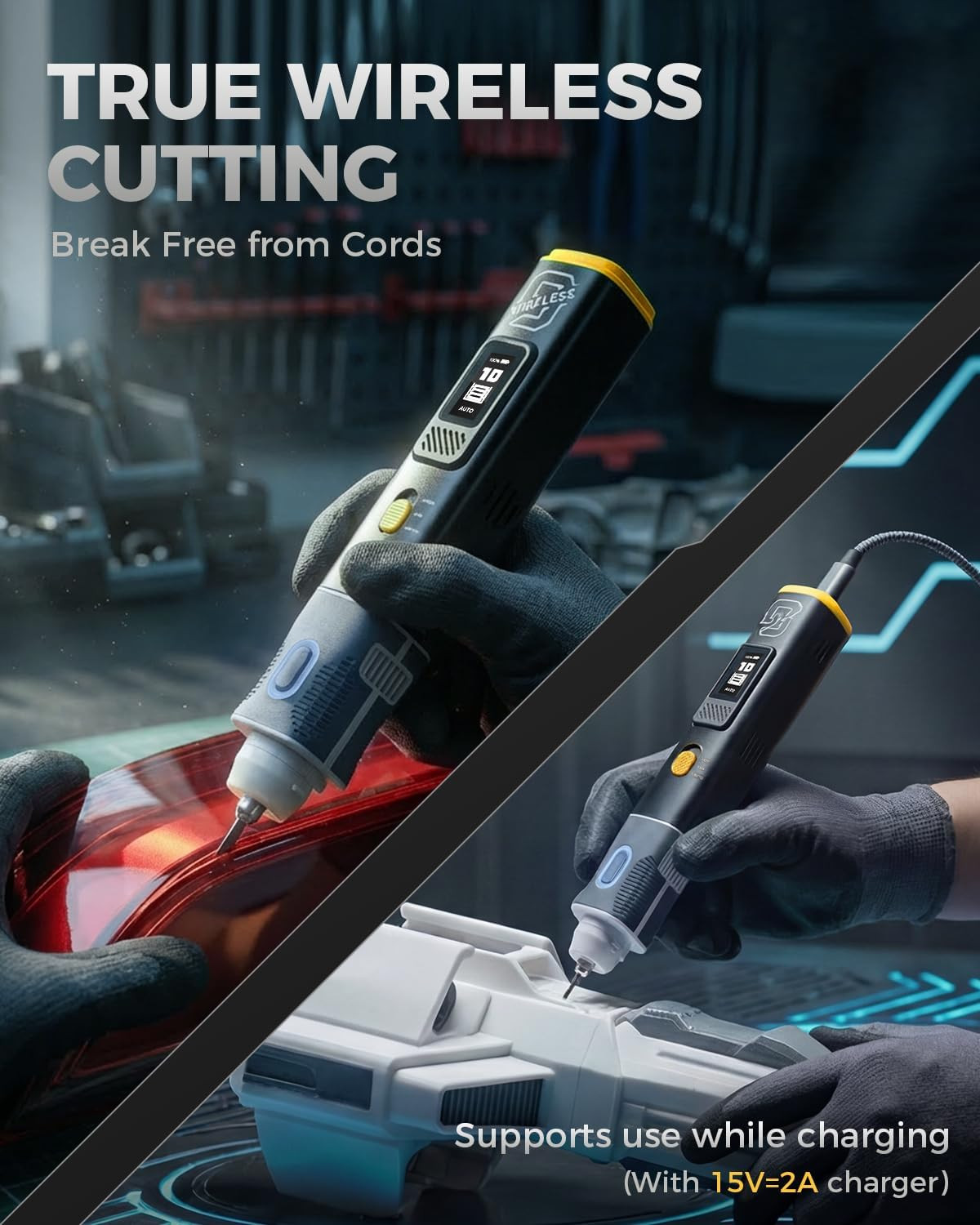 2-In-1 Wireless Ultrasonic Cutter, Cutting Grinding AI Auto Cooling 40Khz Vibrat