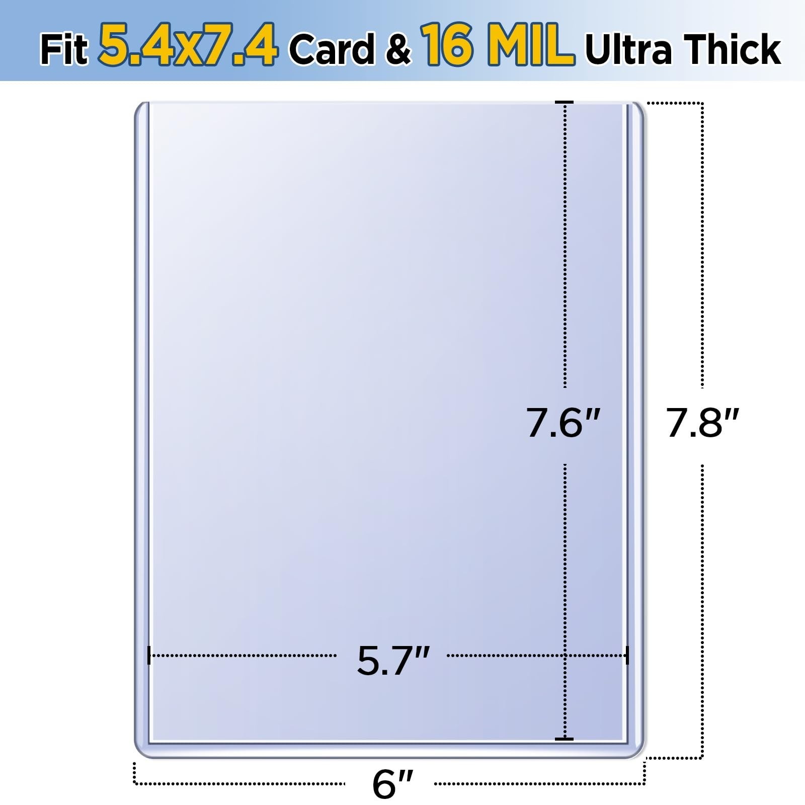 Jumbo Card Hard Sleeves – 24 Pack Rigid Plastic Top loaders for 5.4 x7.4”