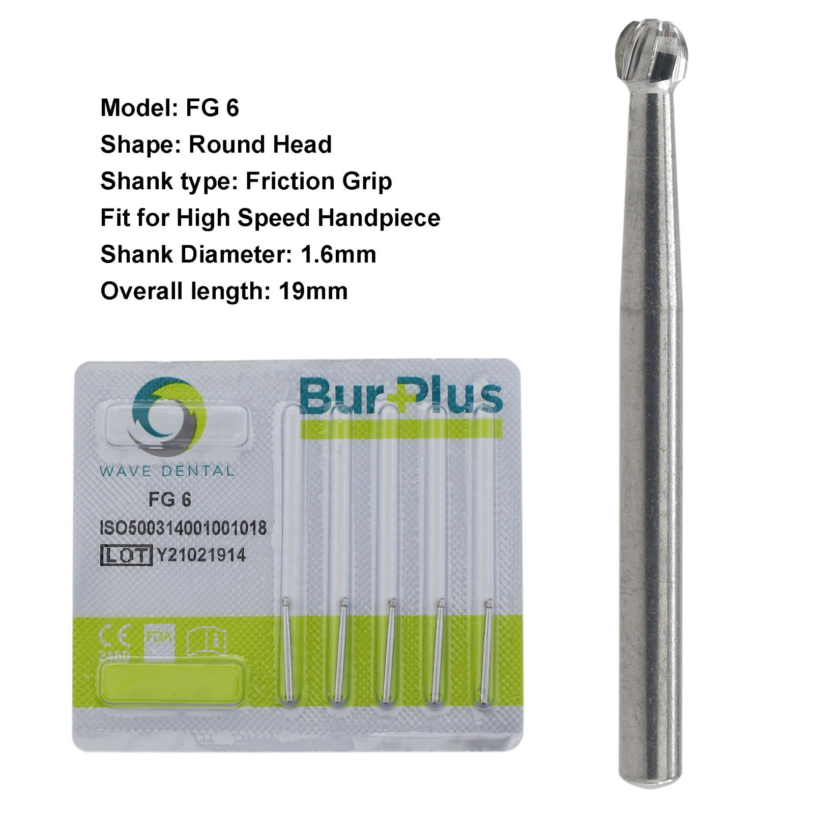 Wave Dental Burs Round Tungsten Carbide High Speed FG 1/2 1/4 1 2 3 4 5 6 7 8