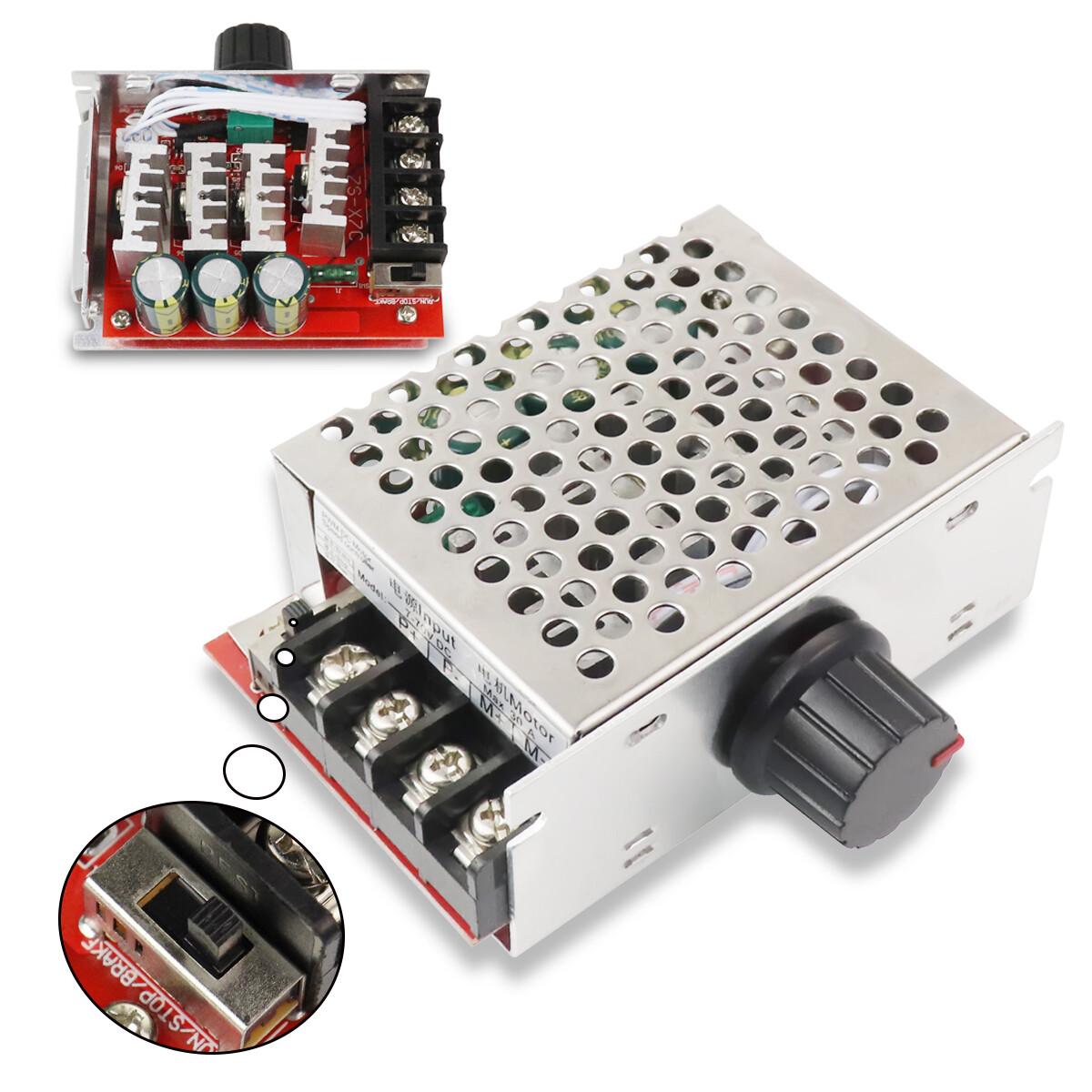 DC 7-70V 30A PWM HHO RC Brush Motor Speed Controller Power Wheel Dimmer 12V 24V