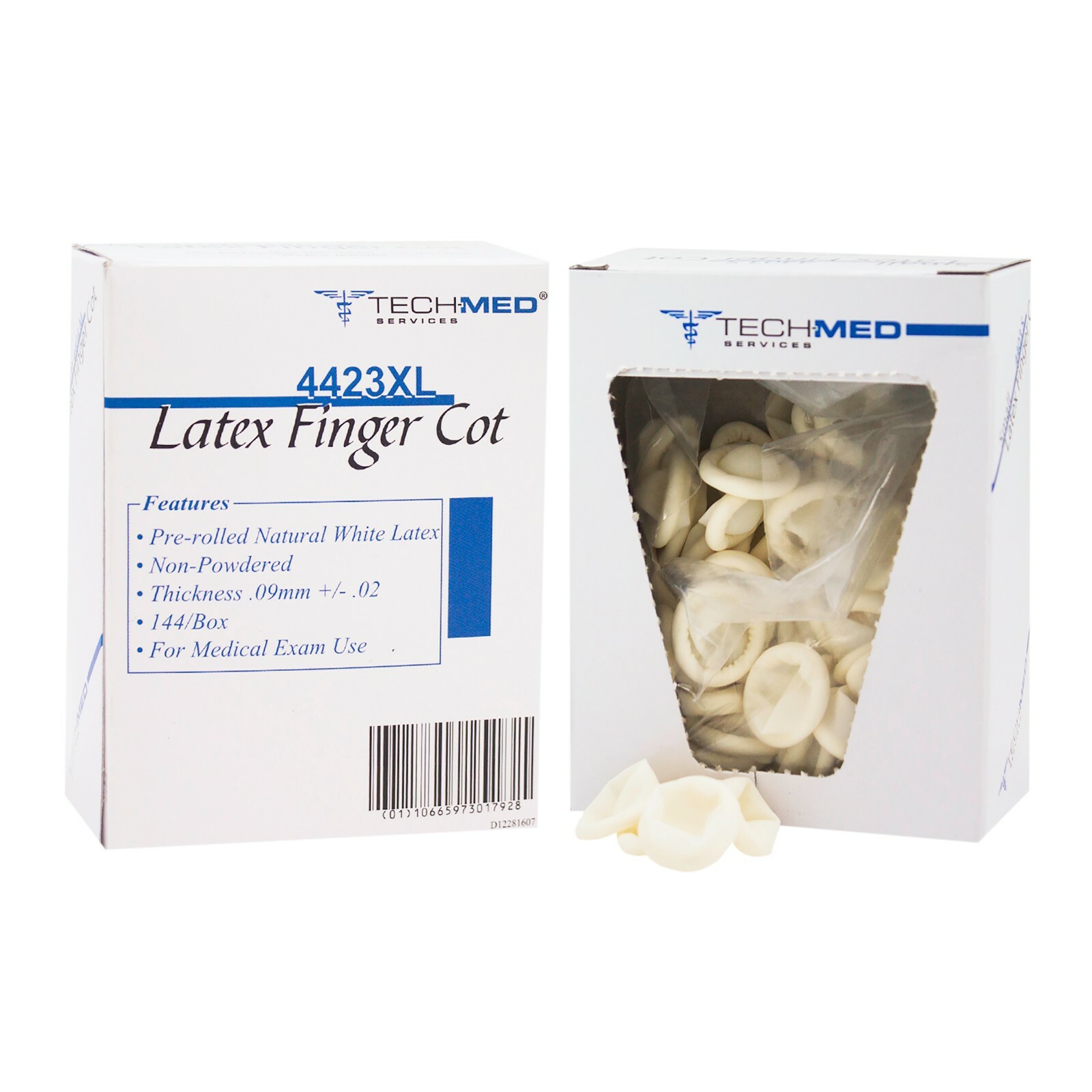 TechMed Pre-Rolled Natural White Latex Finger Cots Extra Large Disposable 144/Bx