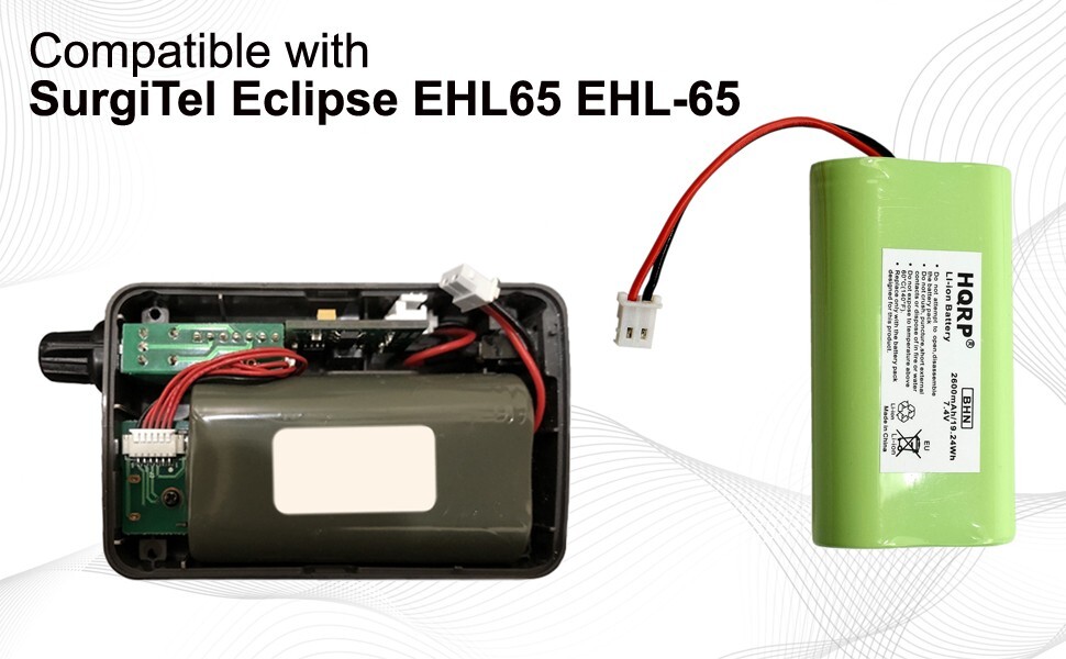 7.4V 2600mAh Replacement Battery for SurgiTel Eclipse EHL65 EHL-65 Battery Pack