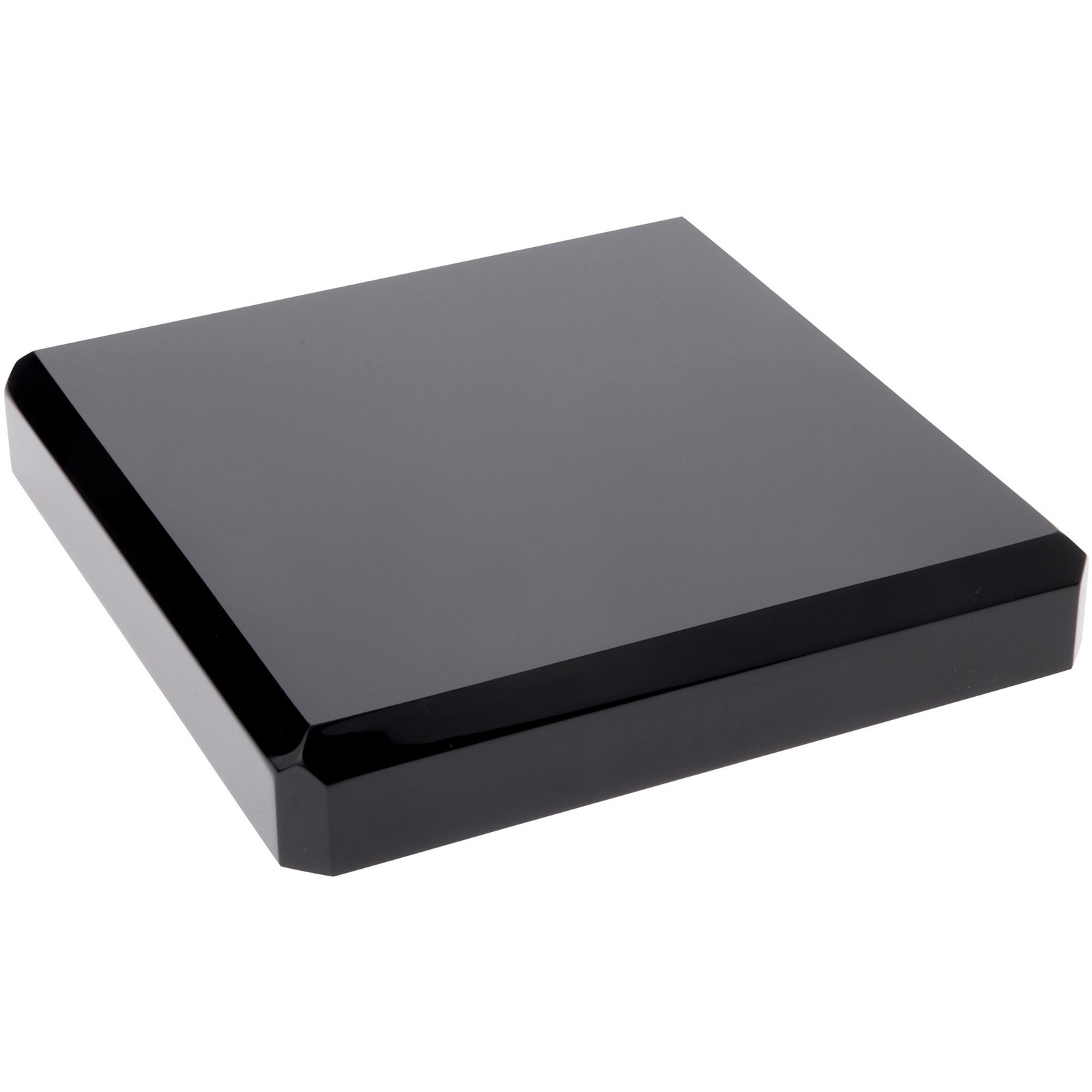 Plymor Black Polished Acrylic Square Beveled Display Base, 6″ W x 6″ D x 1″ H