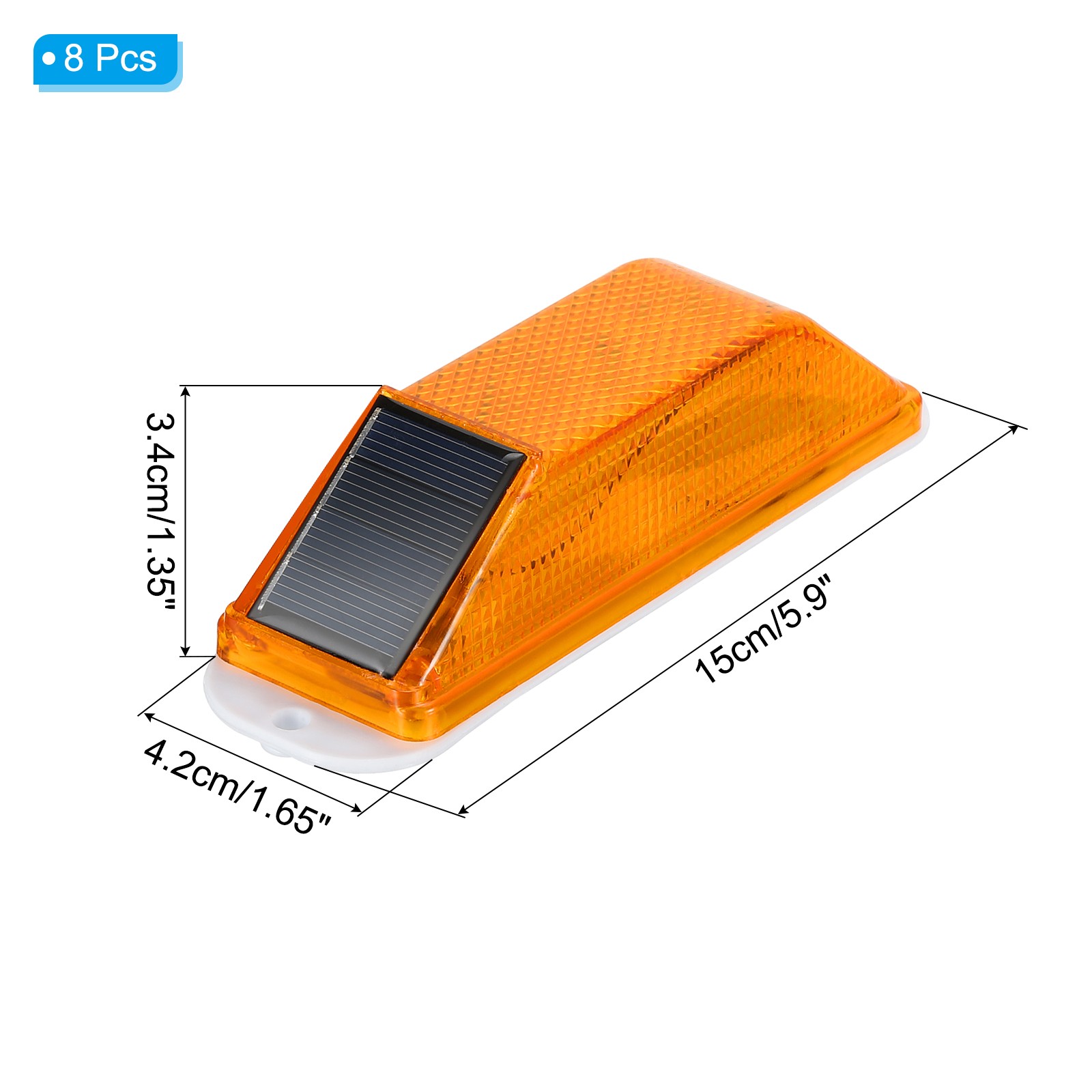 8Pcs Solar Strobe Light Waterproof Traffic Warning Lights, Yellow