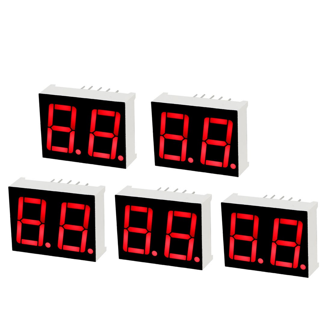 Common Cathode 10 Pin 2 Bit 0.98 x 0.75 x 0.31 Inch 0.55″ Red LED Display 5pcs