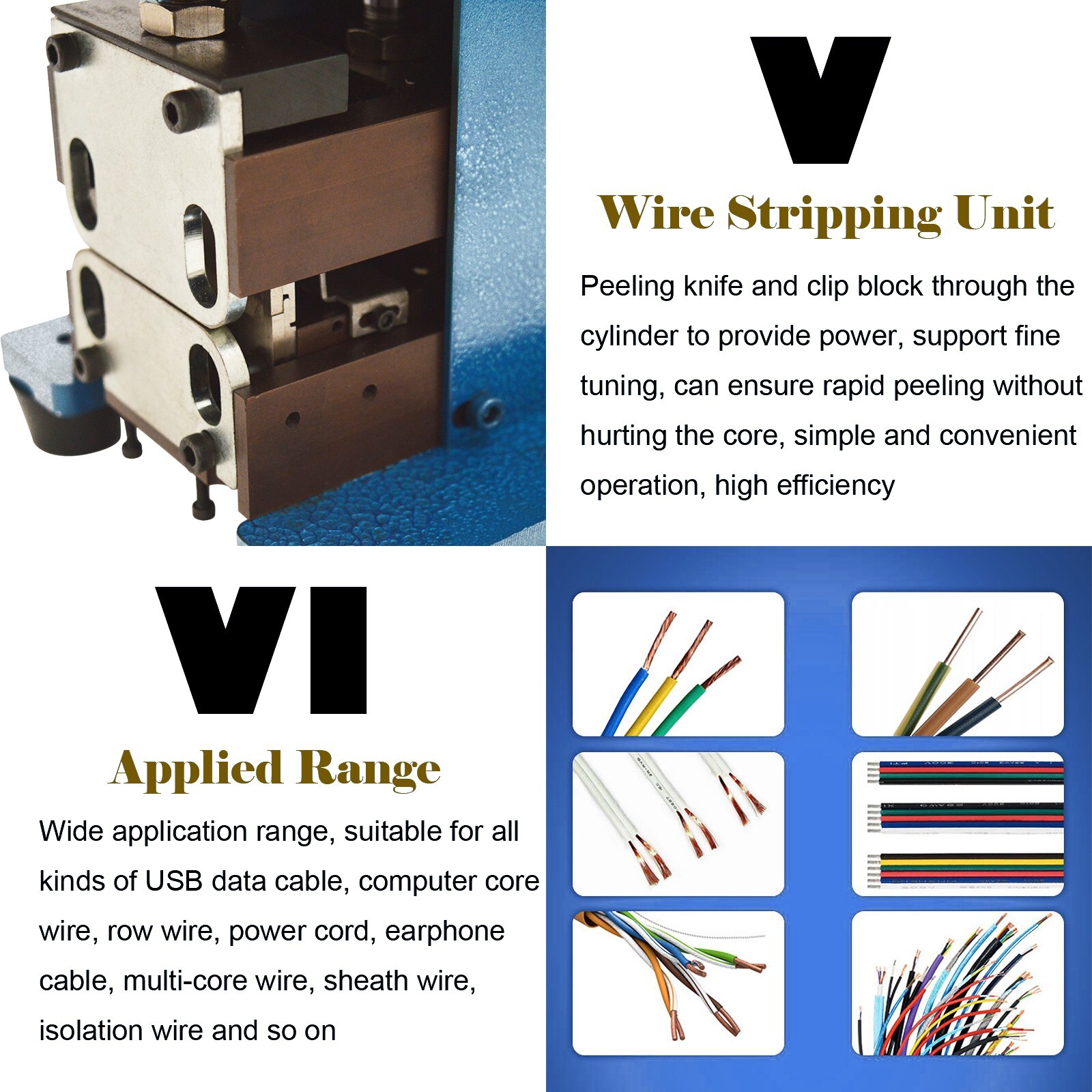 0.04″-0.98″ Auto Cable Wire Stripping Machine 110V 670W 0.3MPa-0.7MPa