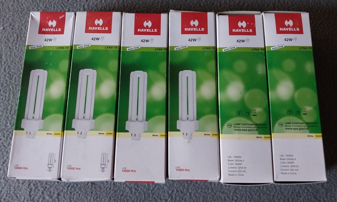 Lot Of Havells LYNX-TE 42 W Eco-line 10000 Hours GX24q-4 Pin 3200 lm 320 mA Bulb