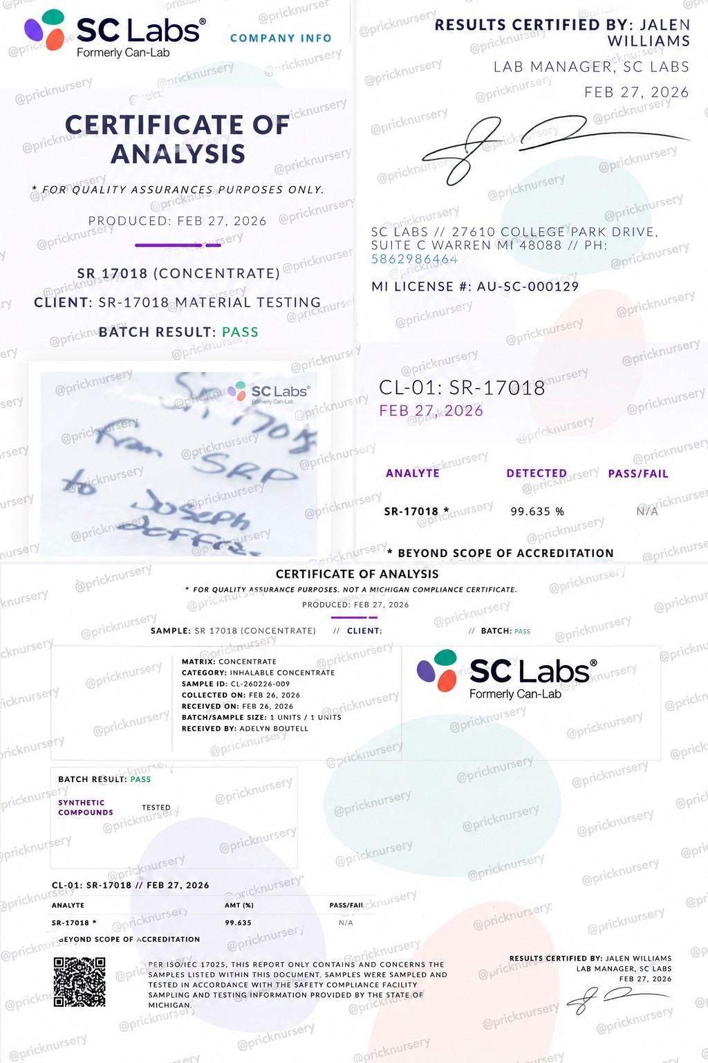 S R 17 1 Gram at 99.6% purity Laboratory Chemical Calibration Reference Tool