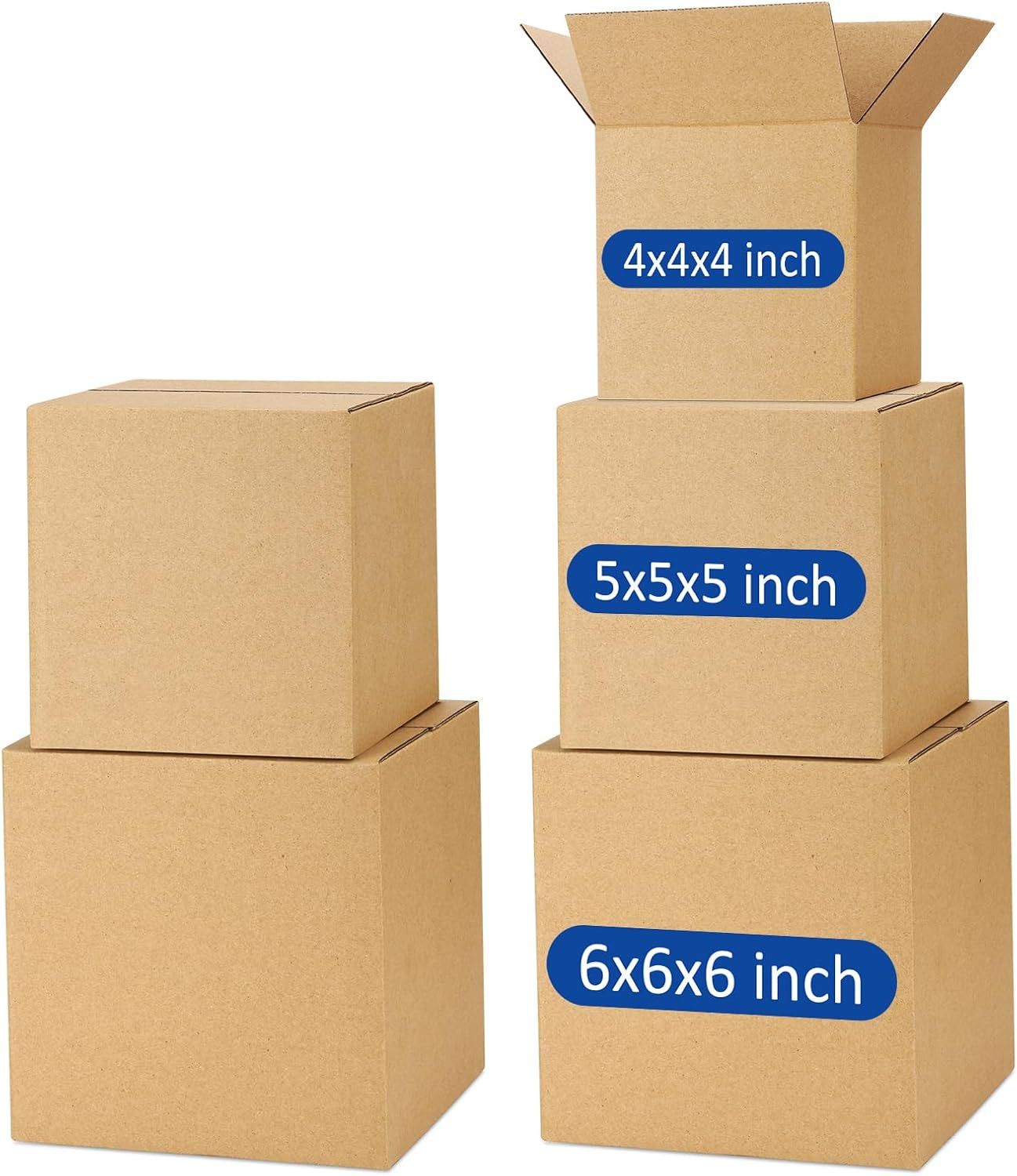 Assorted Shipping Boxes 45-Pack: 4X4X4 & 5X5X5 & 6X6X6 Brown Corrugated
