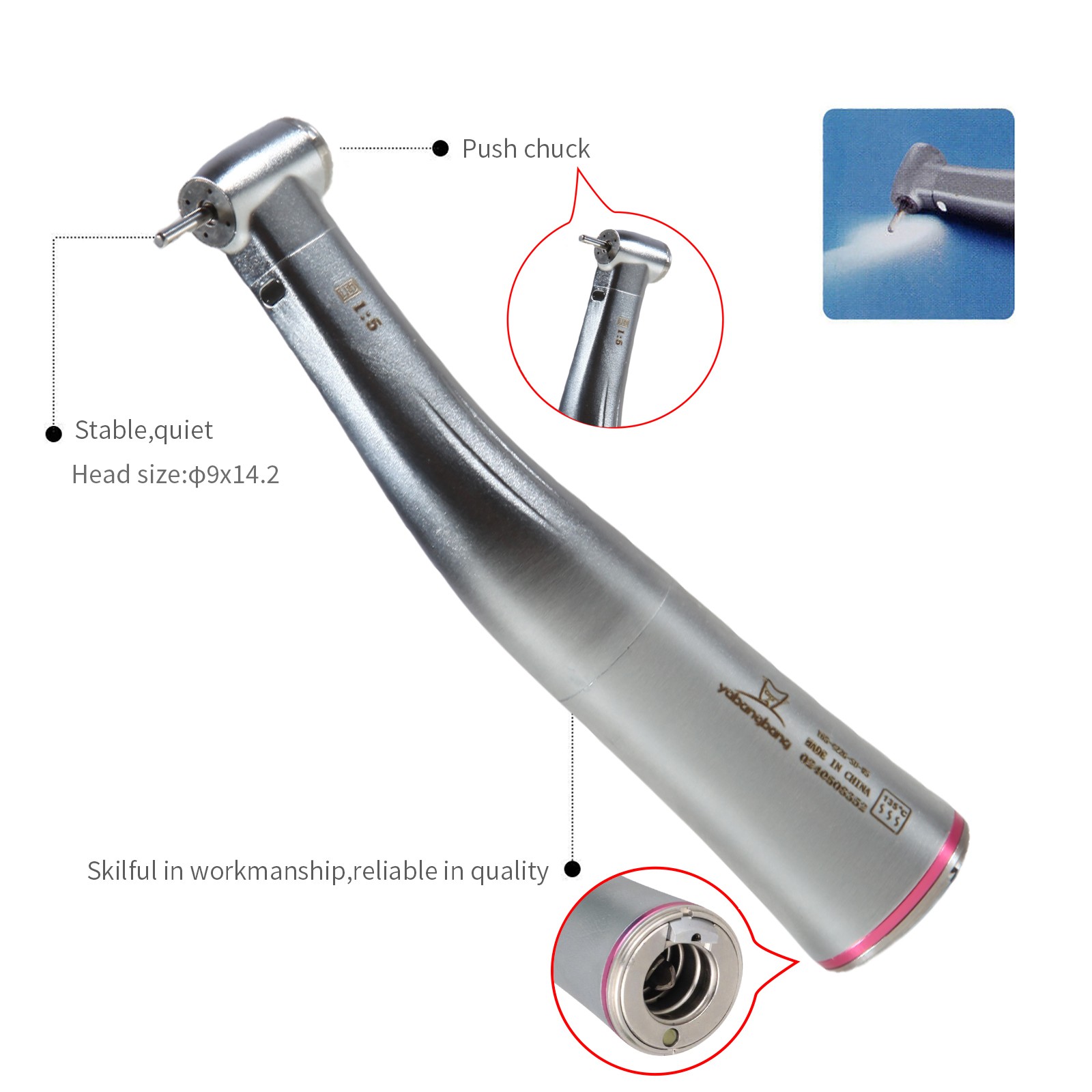 Dental Wireless Electric Hygiene Prophy Handpiece +2Pcs Universal Prophy Angles
