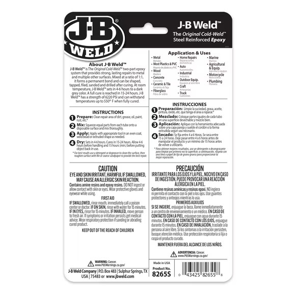 Strongest Metal Steel Aluminum Bond Adhesive Cold Weld Reinforced Epoxy Glue 2oz