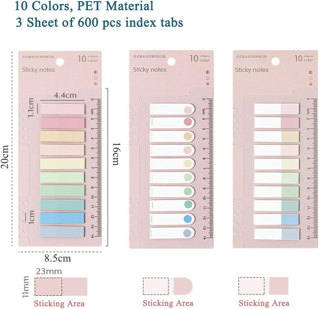 600 Pcs Morandi Sticky Tabs for Books – Pastel Page Markers and Annotations