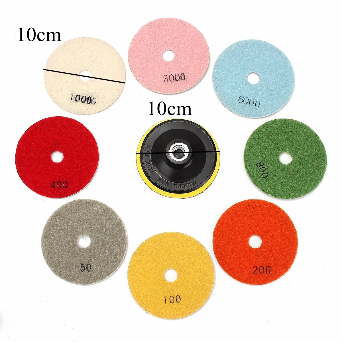 Diamond Polishing Pads 4 inch Wet/Dry 16 Piece Kit Granite Stone Concrete Marble
