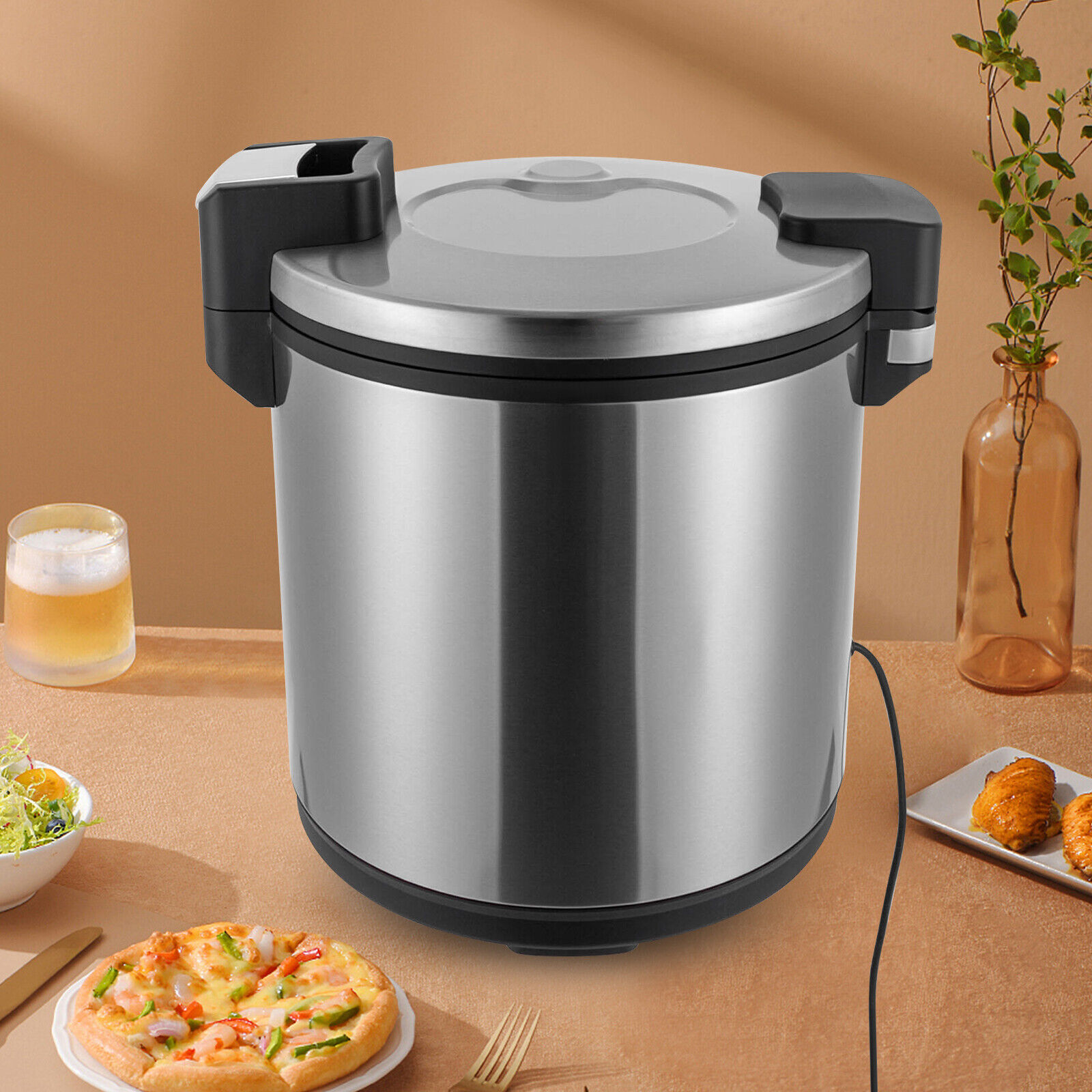 Electric Rice Warmer Heavy Duty Soup Cooker Stainless Steel Restaurant Canteen