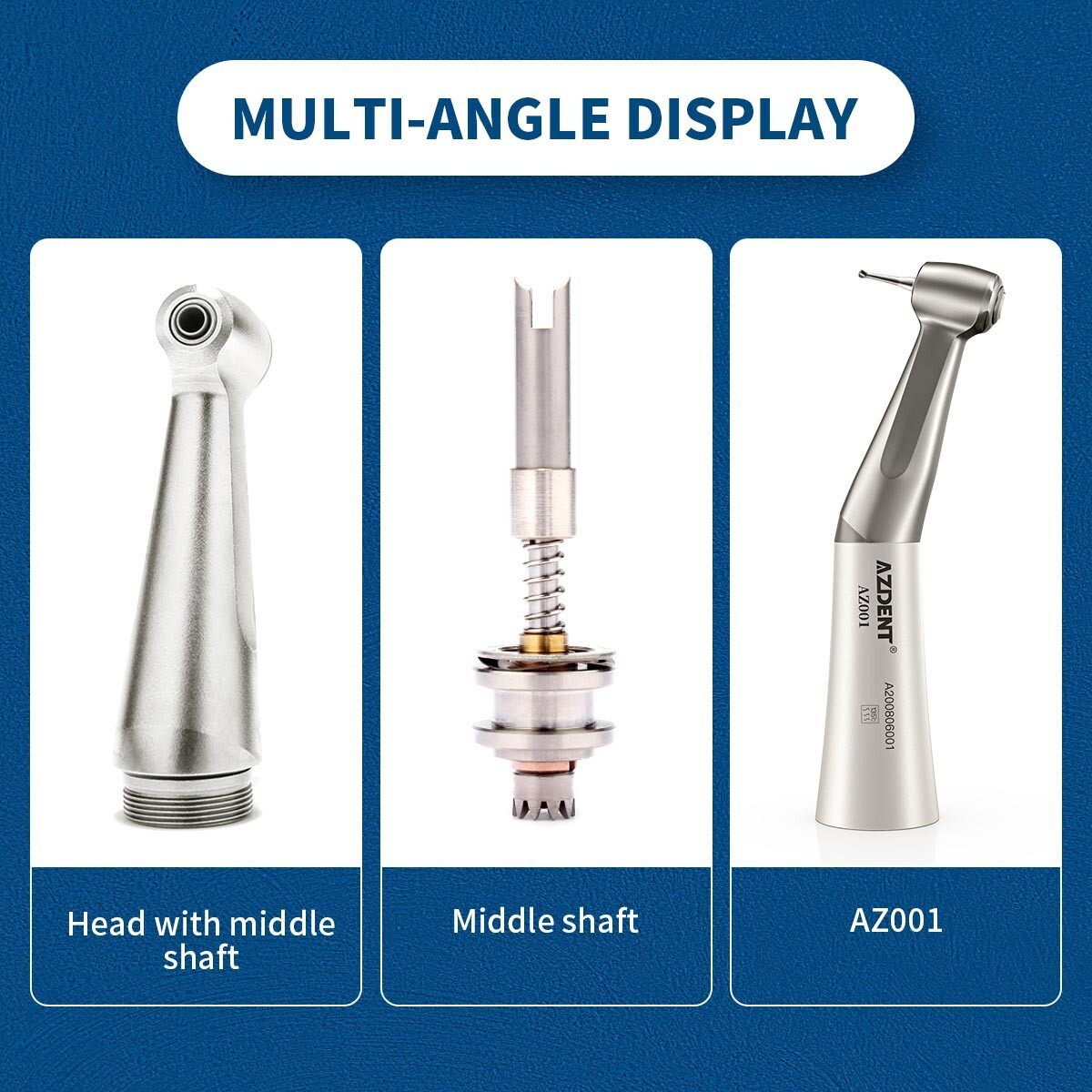5X AZDENT Dental Slow Low Speed Contra Angle Handpiece Push Button E-Type USA