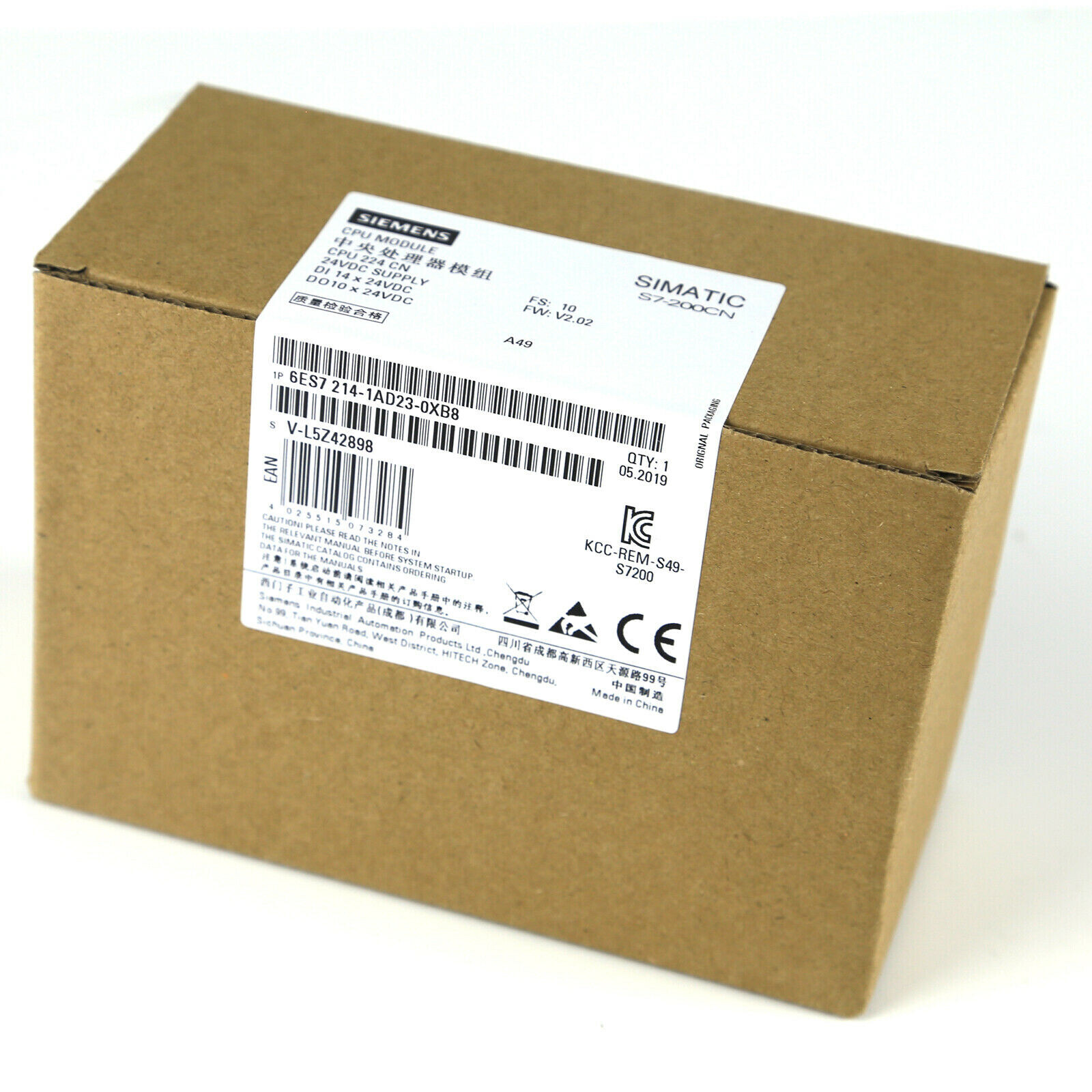 Siemens SIMATIC S7-200CN 6ES7 214-1AD23-0XB8 = 6ES7 214-1AD23-0XB0 New in Box