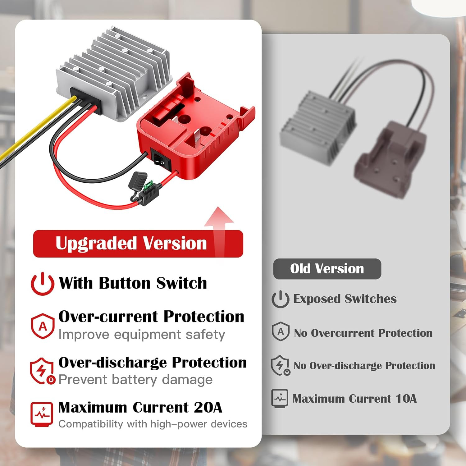 18V to 12V Step down Converter,Compatible with Milwaukee M18 Battery Adapter,Dc