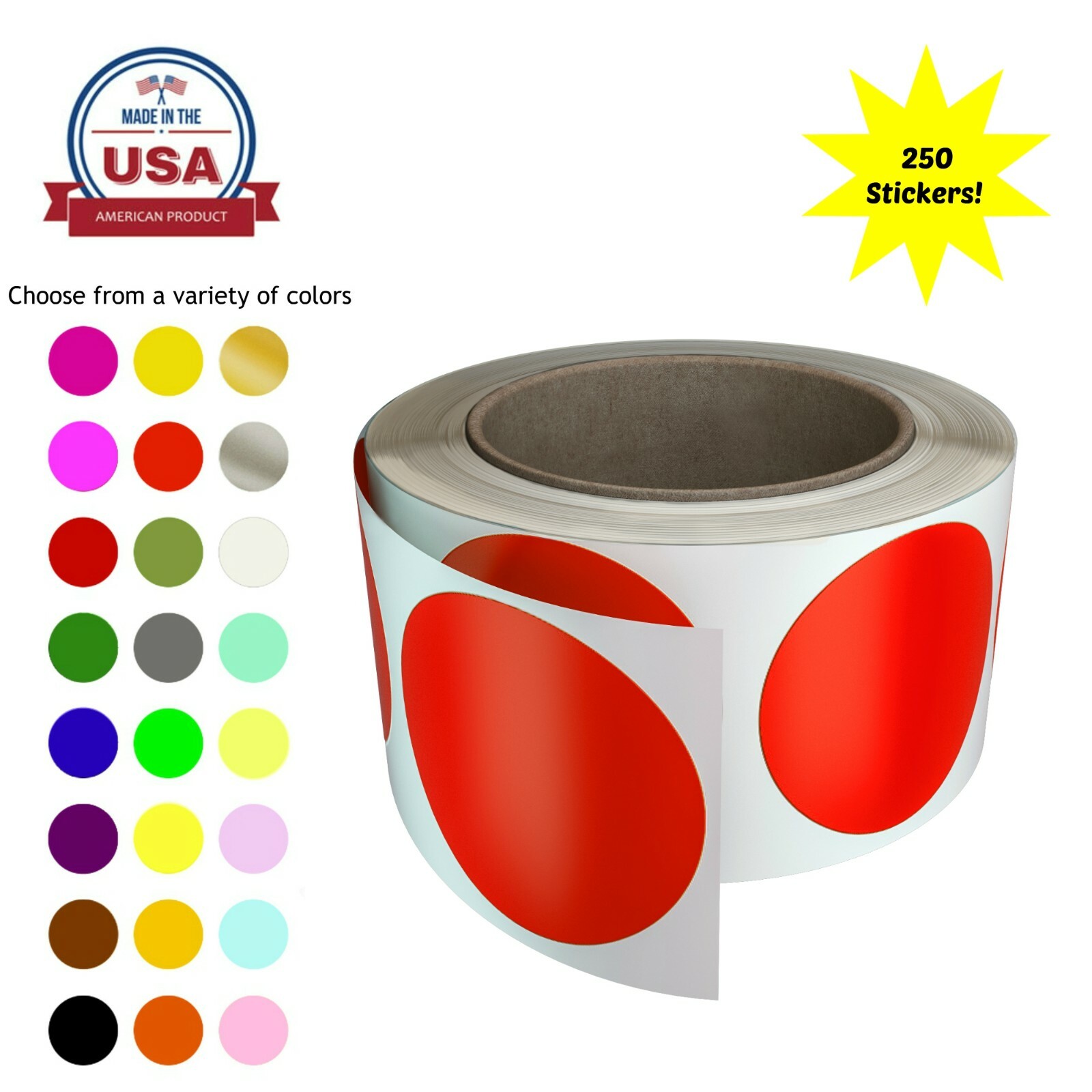 Royal Green Large 3 Inch Dot Stickers (75mm) Round Color-Coding Labels on a Roll
