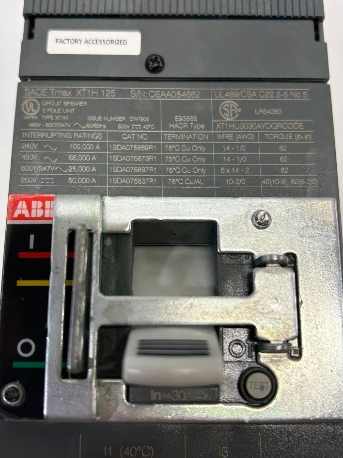 ABB XT1H125 Sace Tmax 30A ReliaGear Circuit Breaker 3P 480V/600V *NEW TAKEOUT*